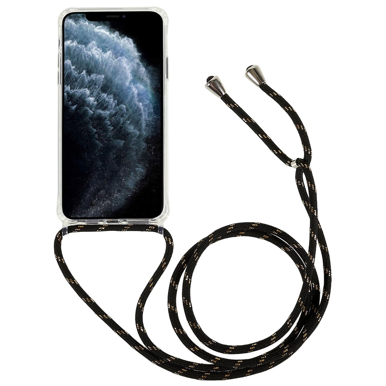 TPU Acrylic Back Cover for iPhone 11 Pro 5.8 inch Transparent Phone Case with Adjustable Lanyard