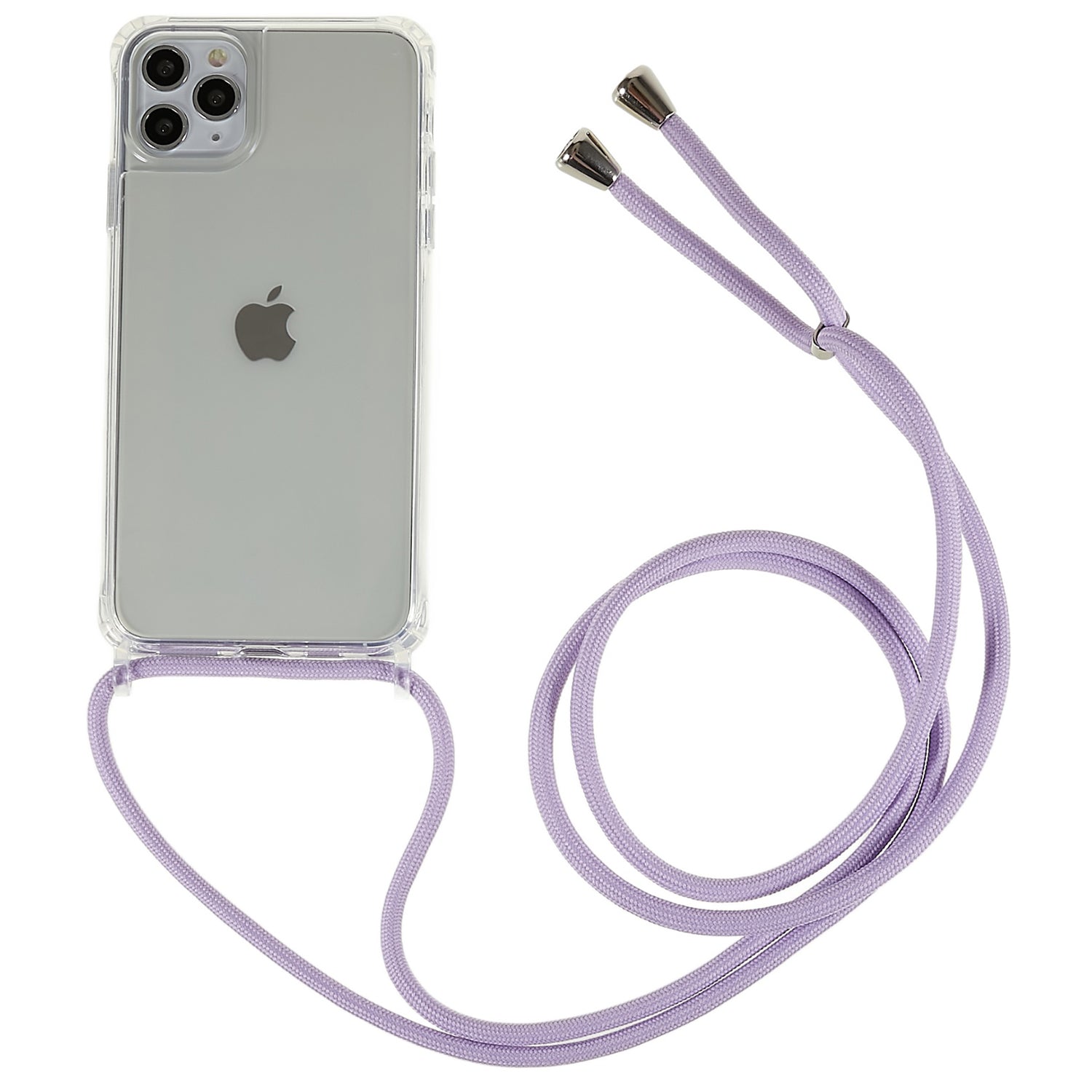 TPU+Acrylic Back Cover for iPhone 11 Pro 5.8 inch Transparent Phone Case with Adjustable Lanyard - White