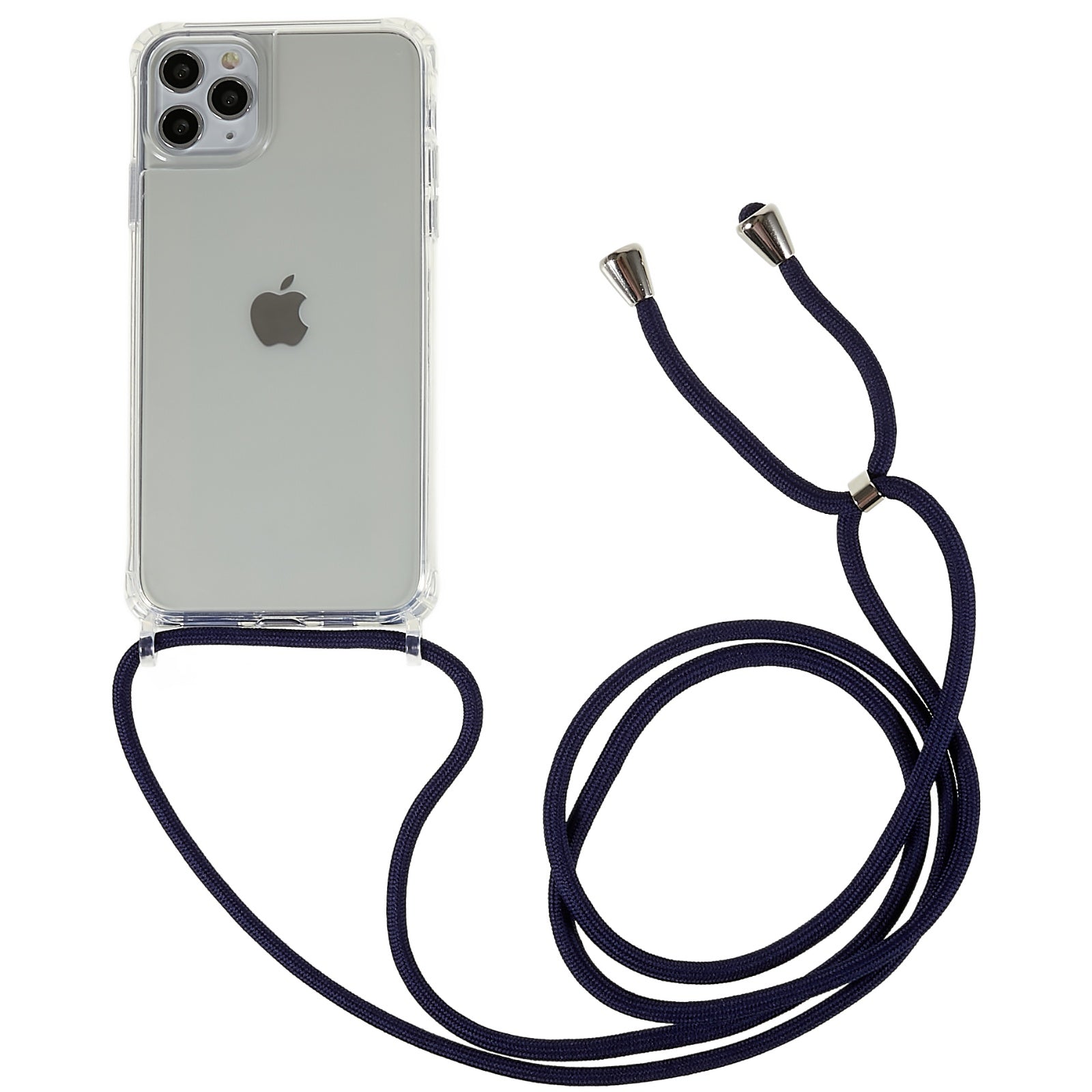 For iPhone 11 Pro Max 6.5 inch TPU+Acrylic Phone Cover Anti-scratch Clear Case with Adjustable Lanyard - White