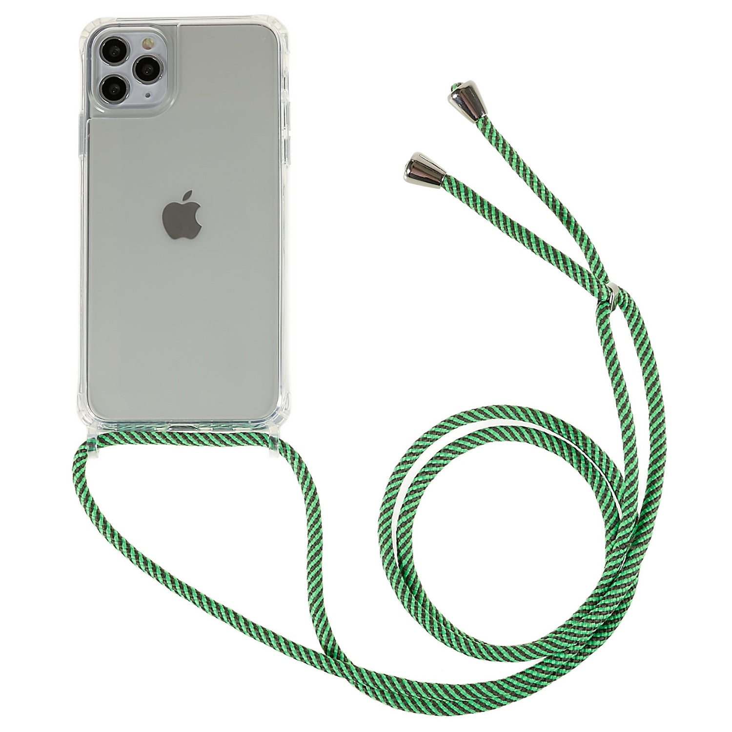 For iPhone 11 Pro Max 6.5 inch TPU+Acrylic Phone Cover Anti-scratch Clear Case with Adjustable Lanyard - White