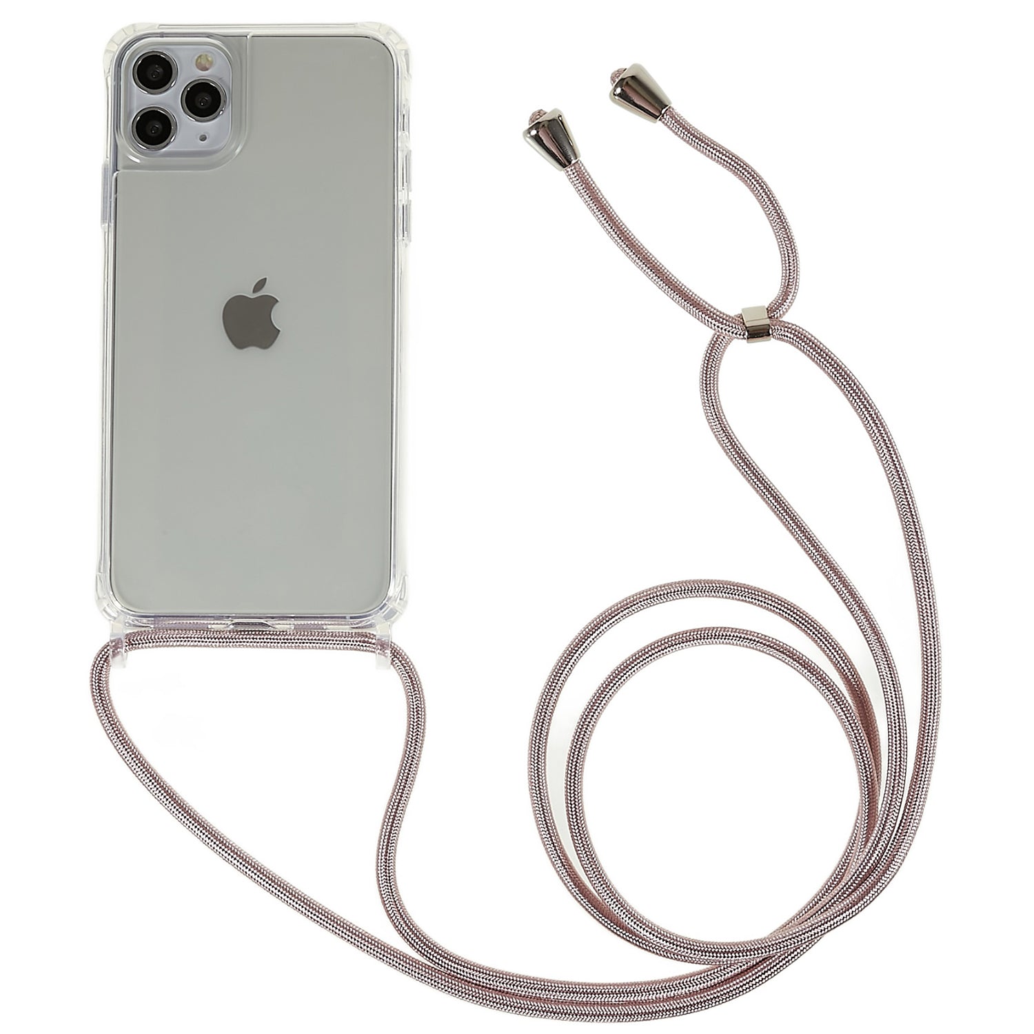 For iPhone 11 Pro Max 6.5 inch TPU+Acrylic Phone Cover Anti-scratch Clear Case with Adjustable Lanyard - White