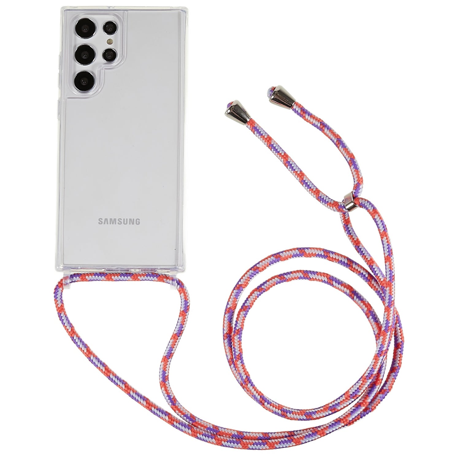 TPU Acrylic Back Cover for Samsung Galaxy S22 Ultra 5G Anti-fall Clear Phone Case with Adjustable Lanyard