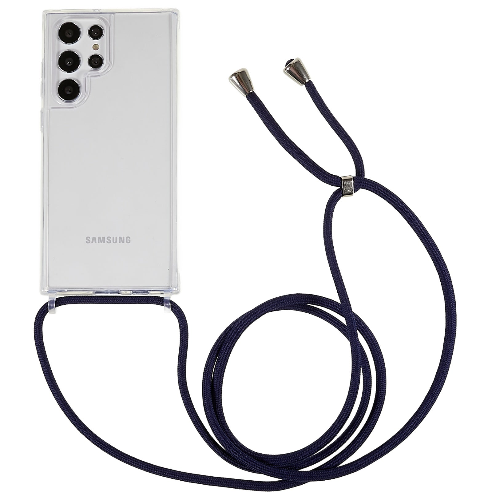 TPU Acrylic Back Cover for Samsung Galaxy S22 Ultra 5G Anti-fall Clear Phone Case with Adjustable Lanyard