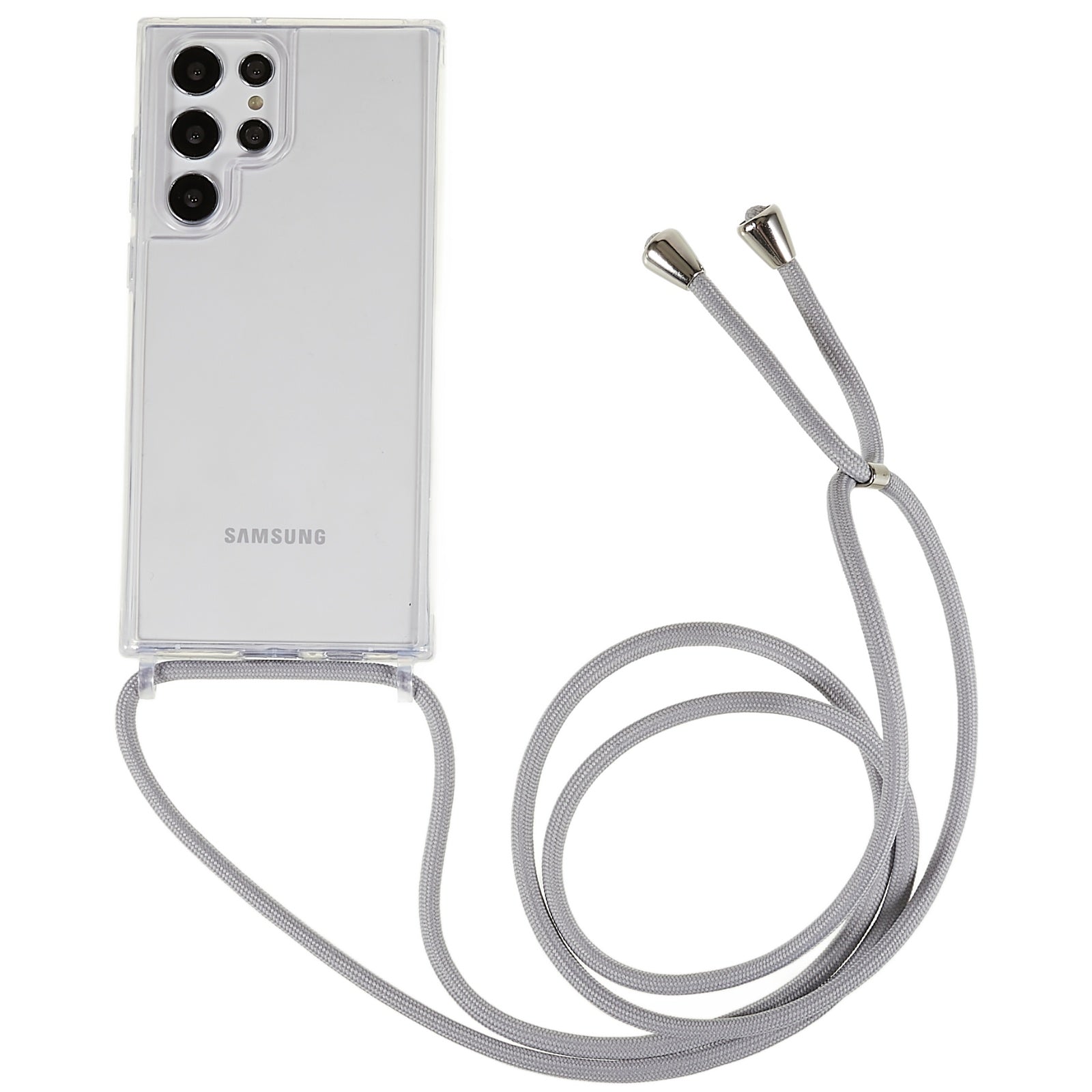 TPU Acrylic Back Cover for Samsung Galaxy S22 Ultra 5G Anti-fall Clear Phone Case with Adjustable Lanyard