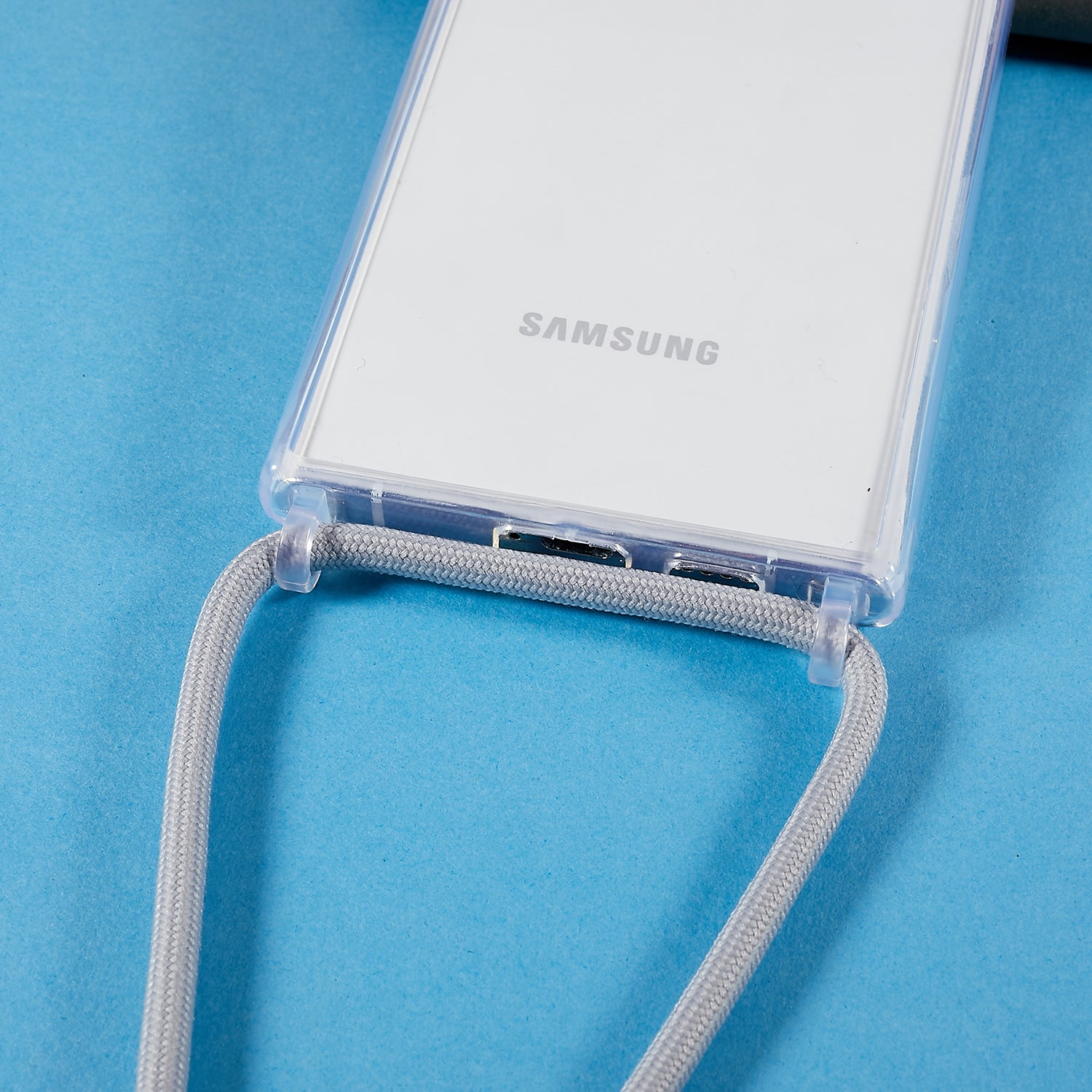 TPU Acrylic Back Cover for Samsung Galaxy S22 Ultra 5G Anti-fall Clear Phone Case with Adjustable Lanyard