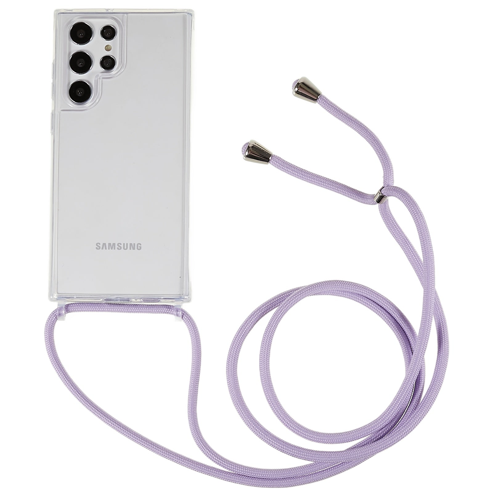 TPU Acrylic Back Cover for Samsung Galaxy S22 Ultra 5G Anti-fall Clear Phone Case with Adjustable Lanyard