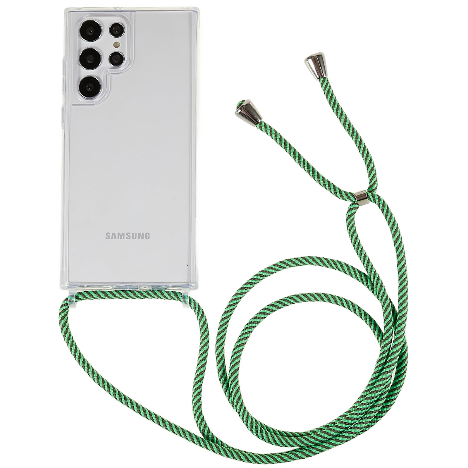 TPU Acrylic Back Cover for Samsung Galaxy S22 Ultra 5G Anti-fall Clear Phone Case with Adjustable Lanyard