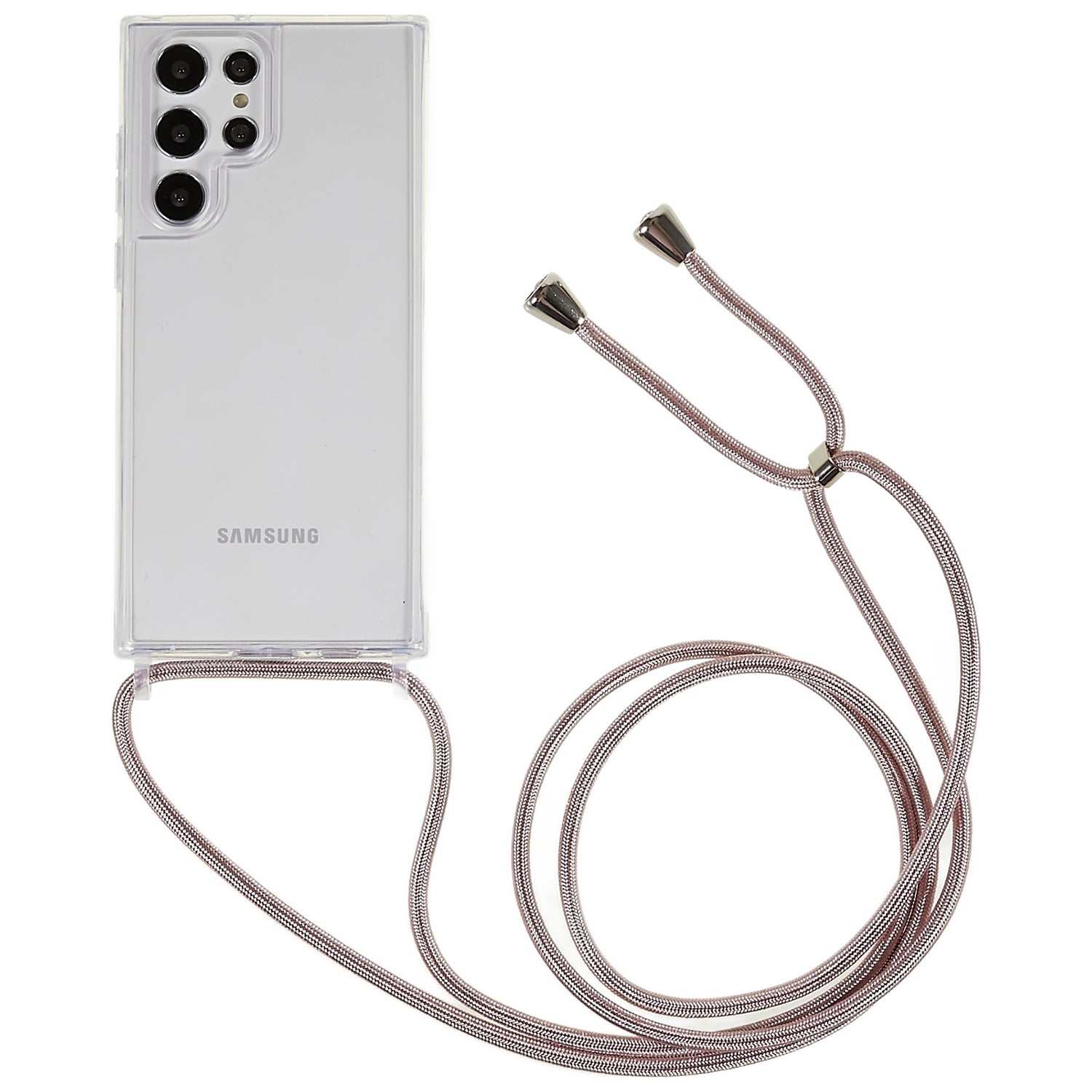 TPU Acrylic Back Cover for Samsung Galaxy S22 Ultra 5G Anti-fall Clear Phone Case with Adjustable Lanyard