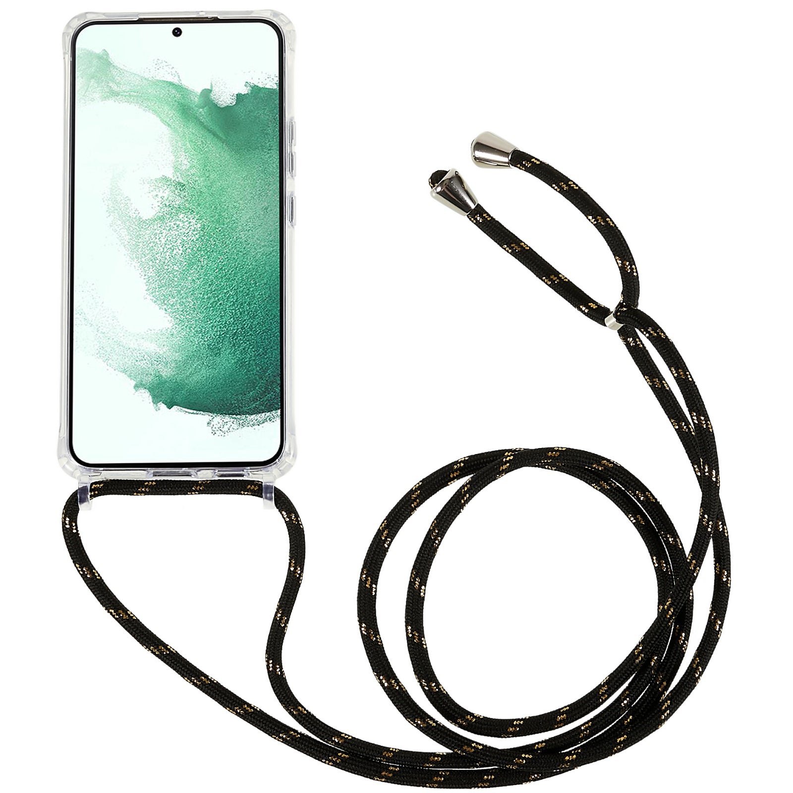 TPU Acrylic Back Cover for Samsung Galaxy S22 5G Bump Proof Clear Phone Case with Adjustable Lanyard