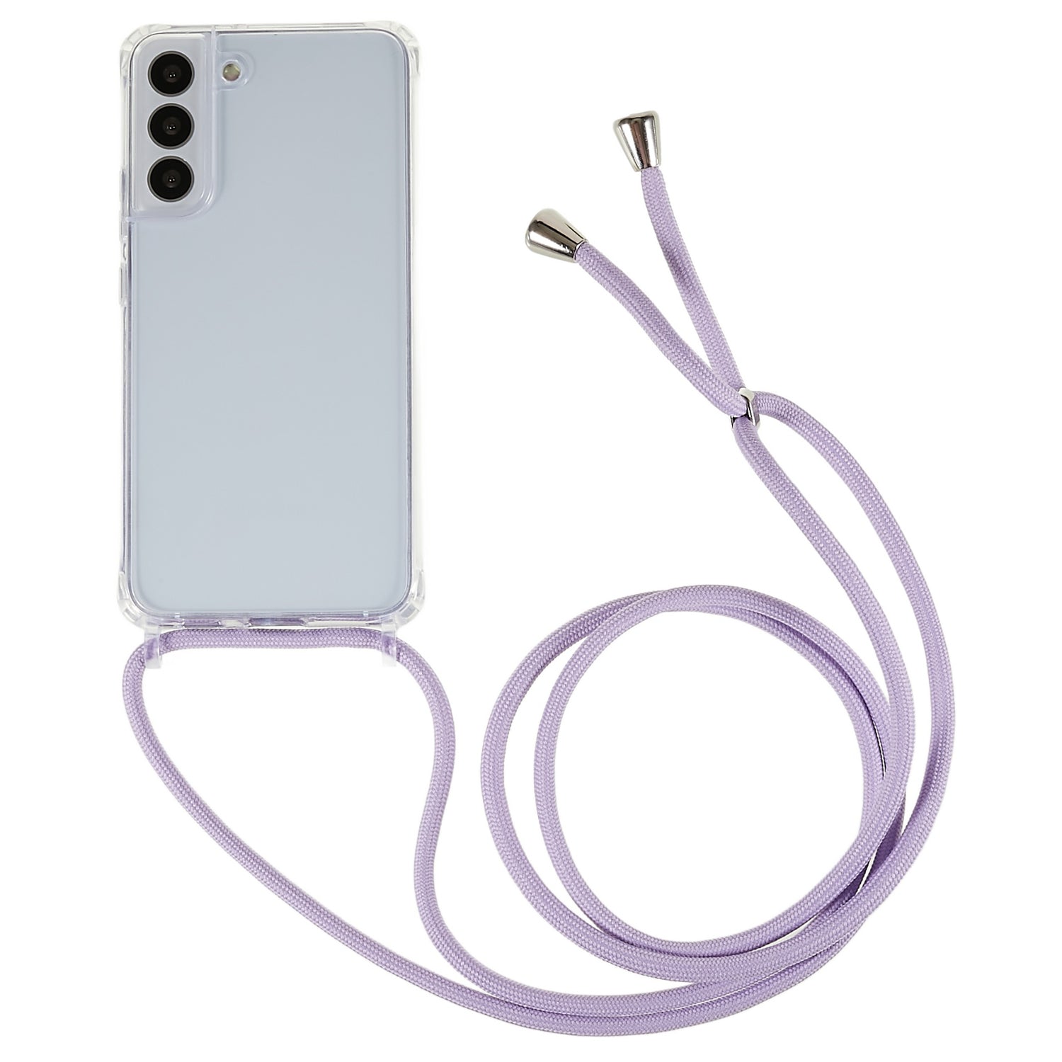 TPU Acrylic Back Cover for Samsung Galaxy S22 5G Bump Proof Clear Phone Case with Adjustable Lanyard