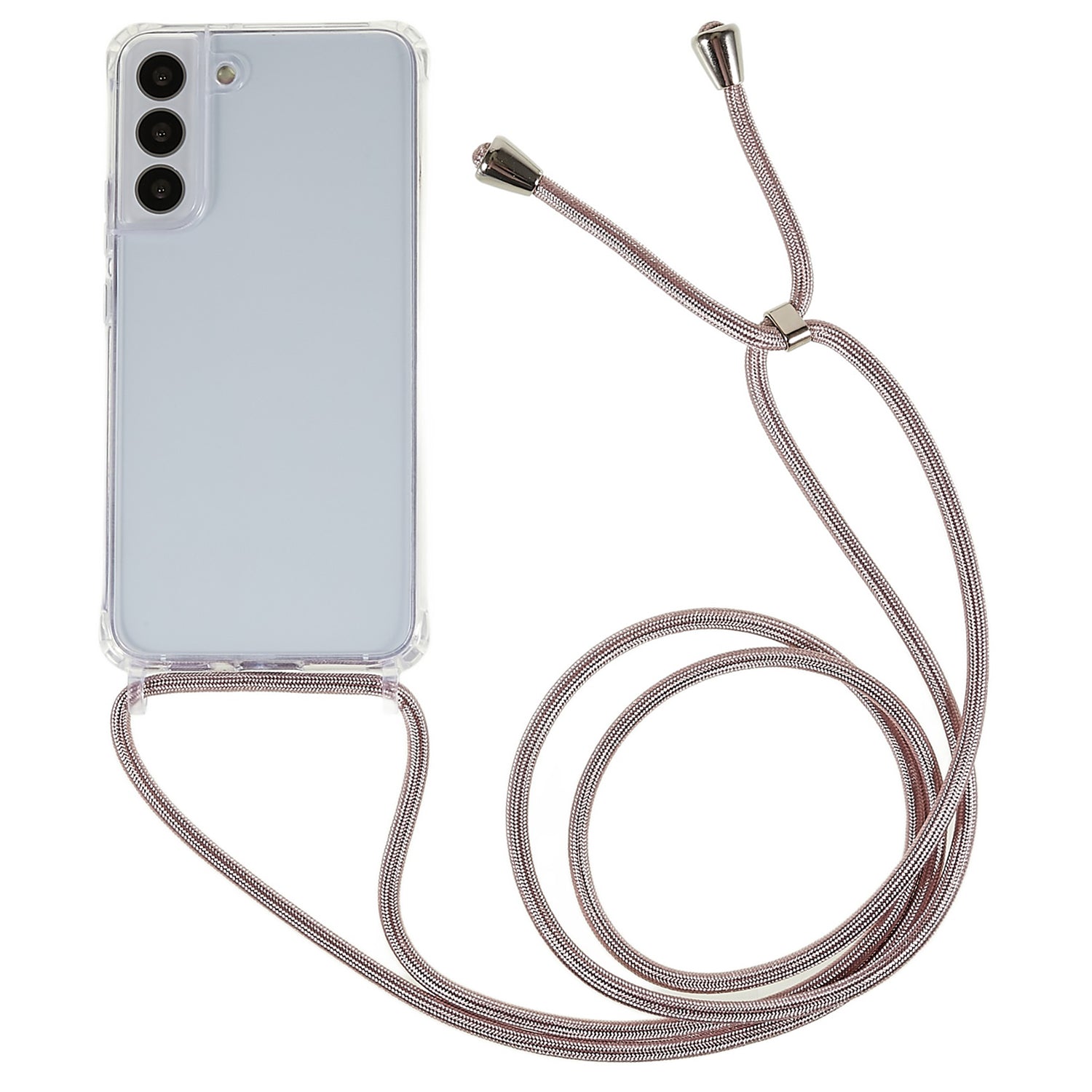 TPU Acrylic Back Cover for Samsung Galaxy S22 5G Bump Proof Clear Phone Case with Adjustable Lanyard