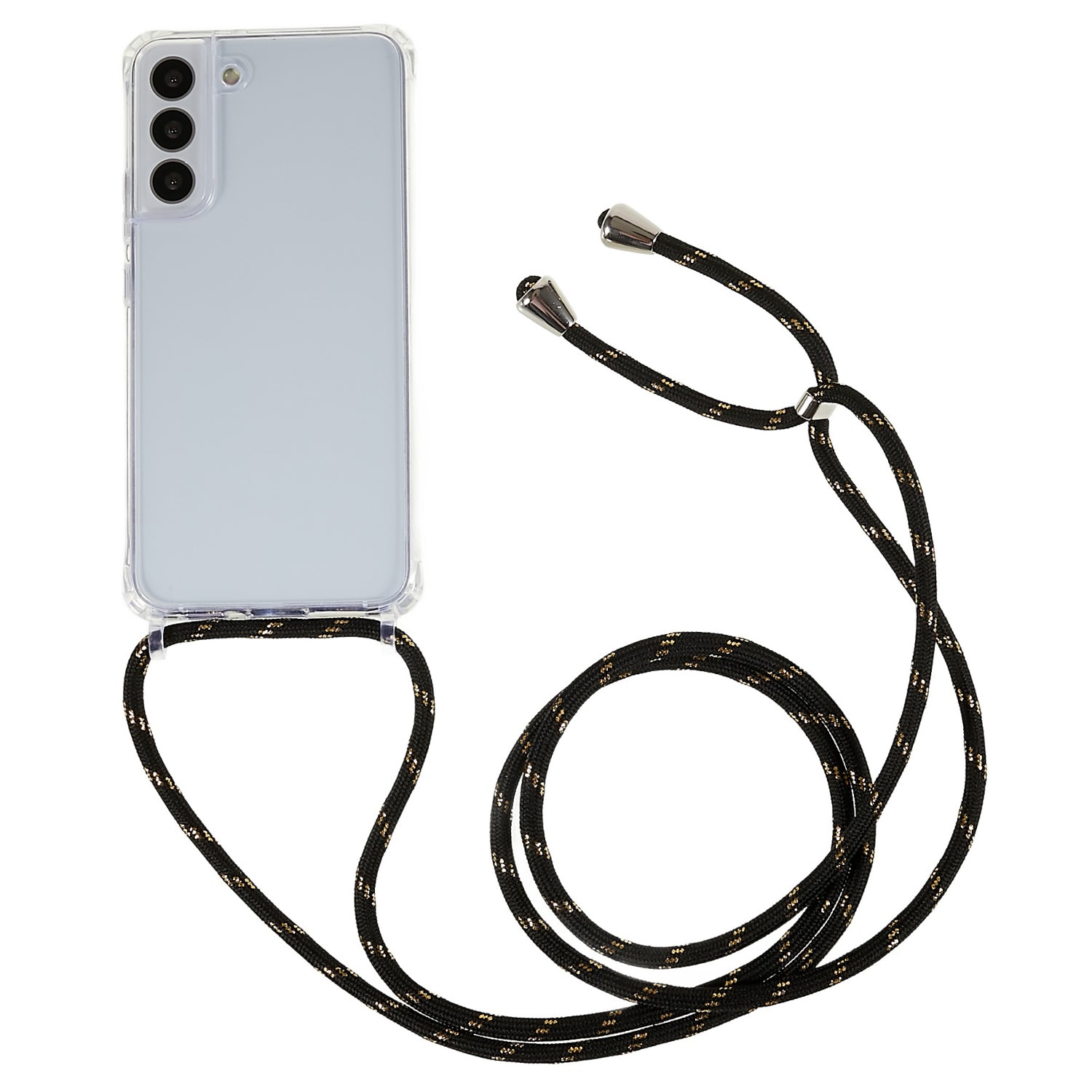 For Samsung Galaxy S22 5G Clear Phone Case with Adjustable Lanyard TPU Acrylic Back Cover