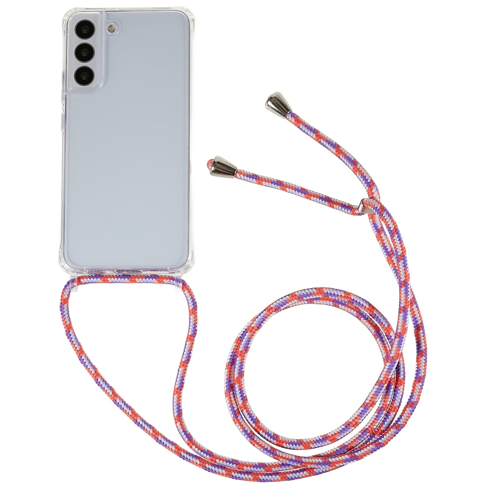 For Samsung Galaxy S22 5G Clear Phone Case with Adjustable Lanyard TPU Acrylic Back Cover