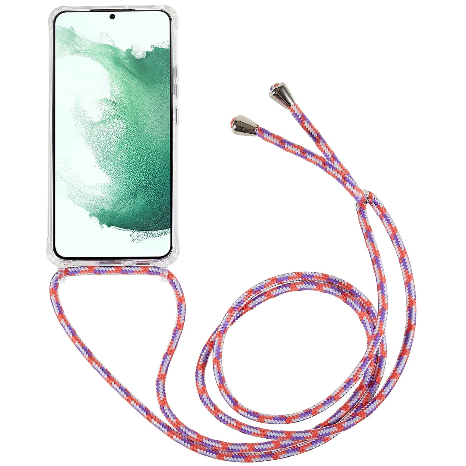 For Samsung Galaxy S22 5G Clear Phone Case with Adjustable Lanyard TPU Acrylic Back Cover