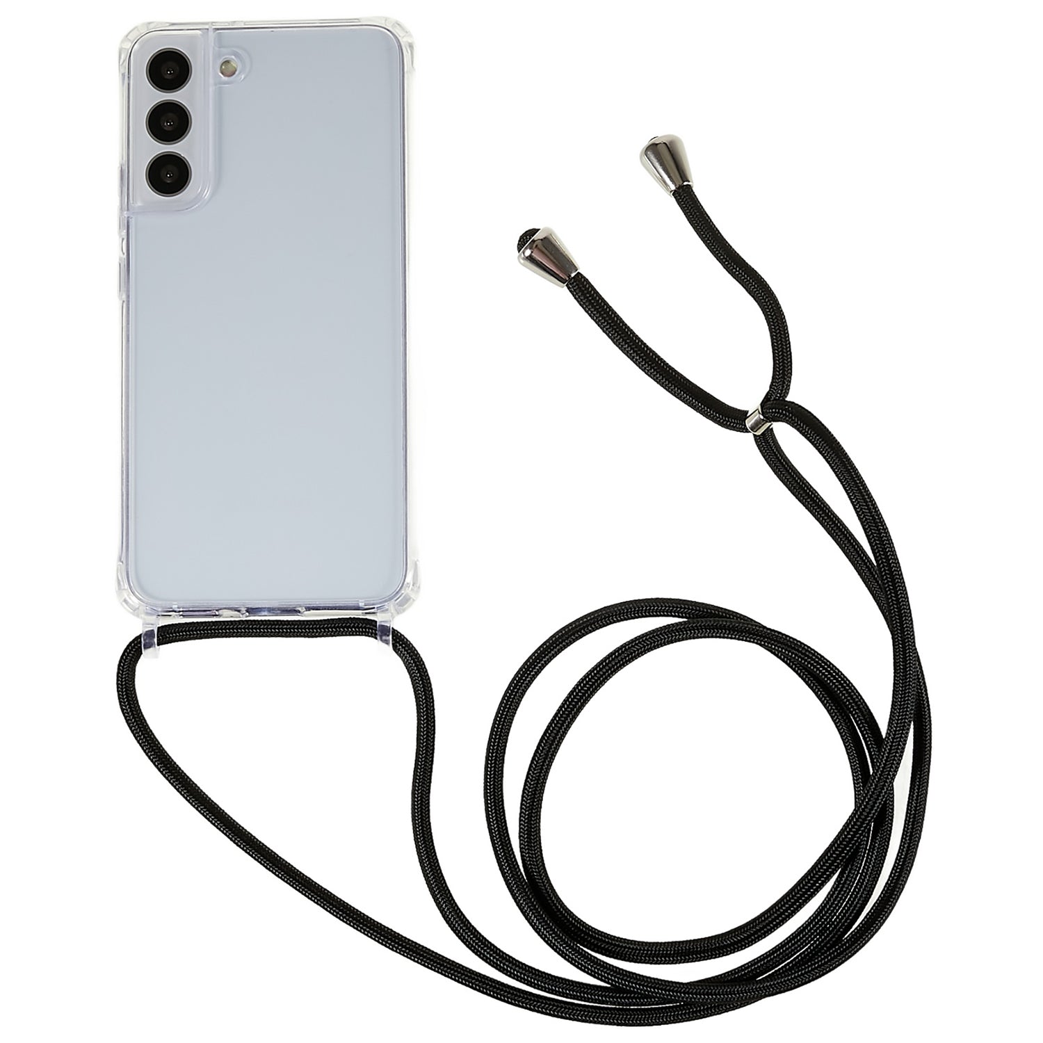 For Samsung Galaxy S22 5G Clear Phone Case with Adjustable Lanyard TPU Acrylic Back Cover