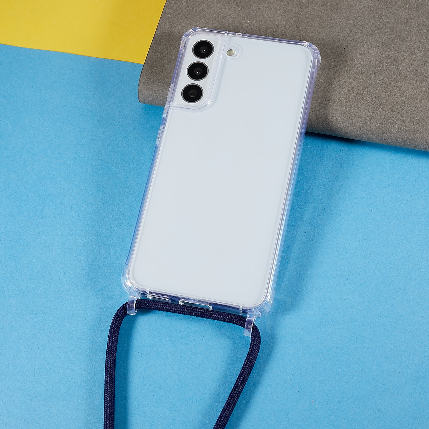 For Samsung Galaxy S22 5G Clear Phone Case with Adjustable Lanyard TPU Acrylic Back Cover