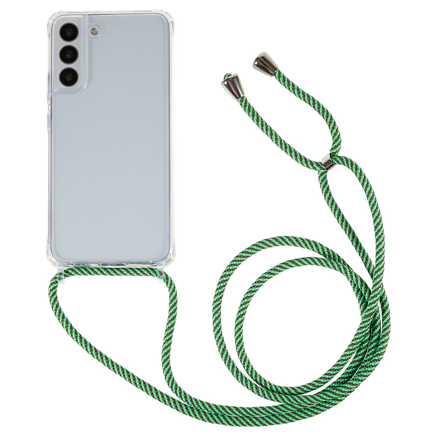 For Samsung Galaxy S22 5G Clear Phone Case with Adjustable Lanyard TPU Acrylic Back Cover