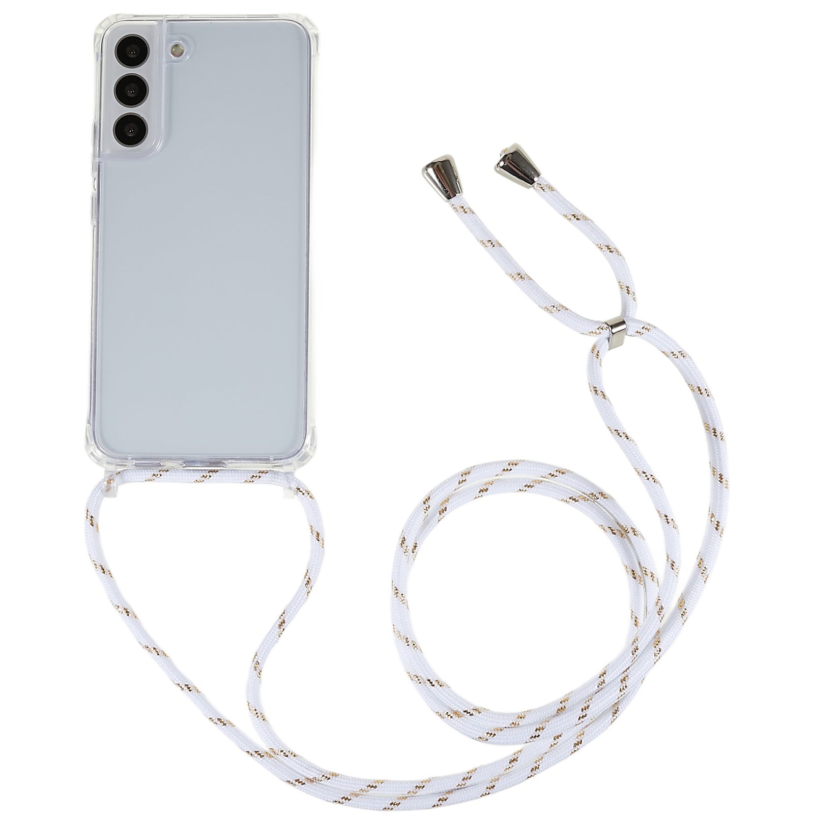 For Samsung Galaxy S22 5G Clear Phone Case with Adjustable Lanyard TPU Acrylic Back Cover