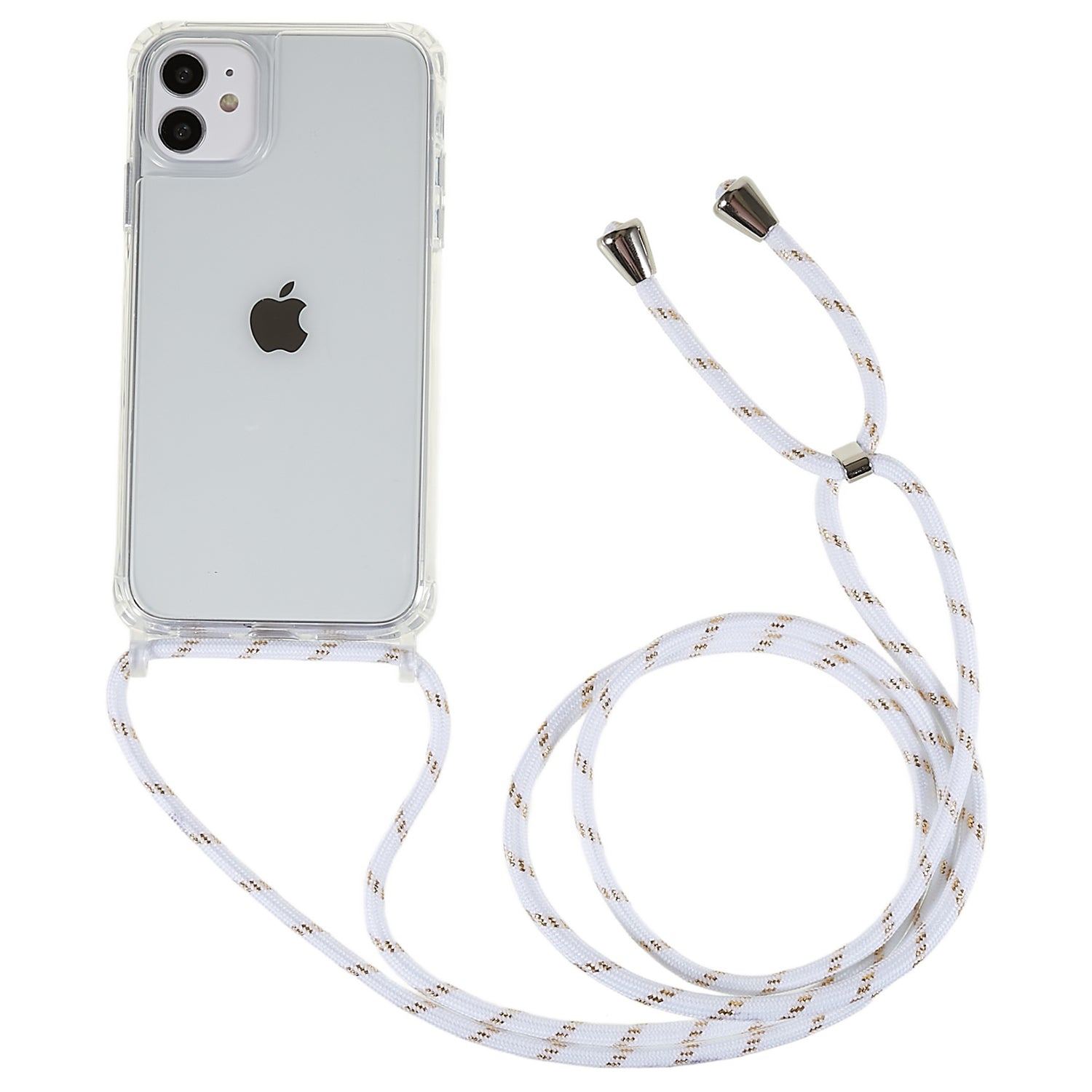 For iPhone 11 6.1 inch Clear Phone Case with Adjustable Lanyard Drop Proof TPU Acrylic Back Cover
