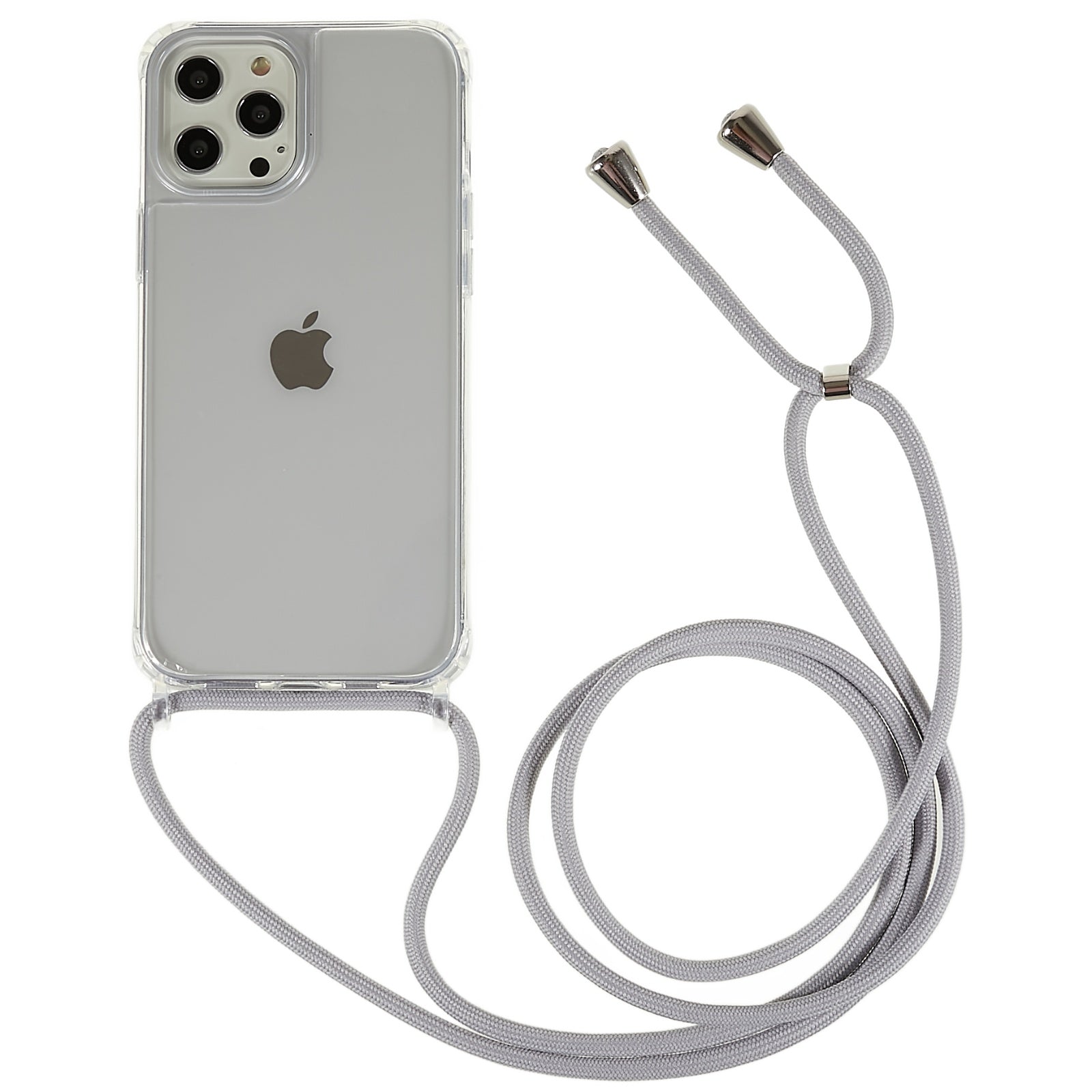 For iPhone 12 Pro Max 6.7 inch Clear Phone Case with Adjustable Lanyard Anti-collision TPU Acrylic Back Cover