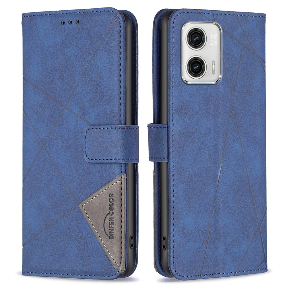 BINFEN COLOR Flip Leather Phone Case for Motorola Moto G73 5G BF Imprinted Pattern Series-2 Style 05 Anti-fall Phone Cover Wallet Stand