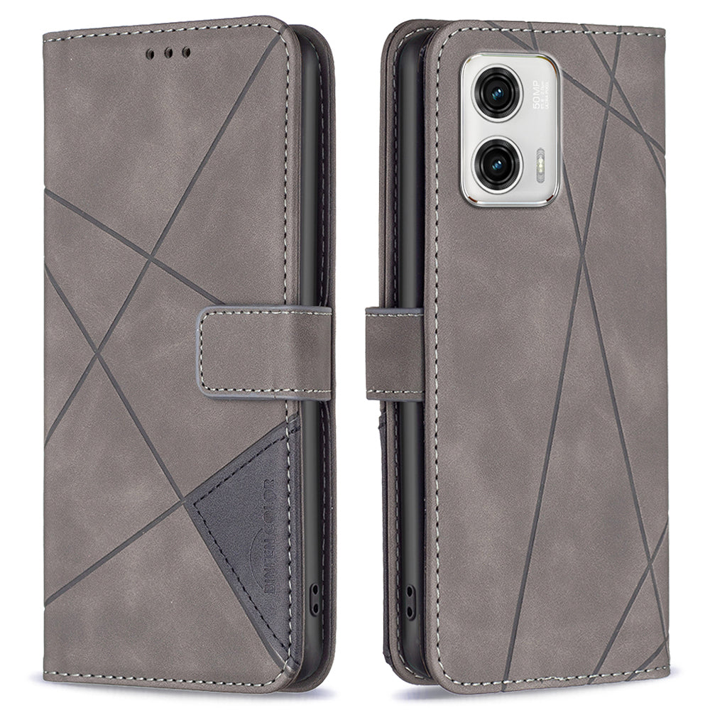 BINFEN COLOR Flip Leather Phone Case for Motorola Moto G73 5G BF Imprinted Pattern Series-2 Style 05 Anti-fall Phone Cover Wallet Stand