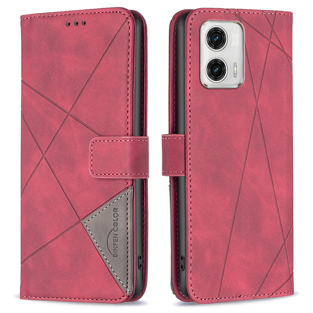 BINFEN COLOR Flip Leather Phone Case for Motorola Moto G73 5G BF Imprinted Pattern Series-2 Style 05 Anti-fall Phone Cover Wallet Stand