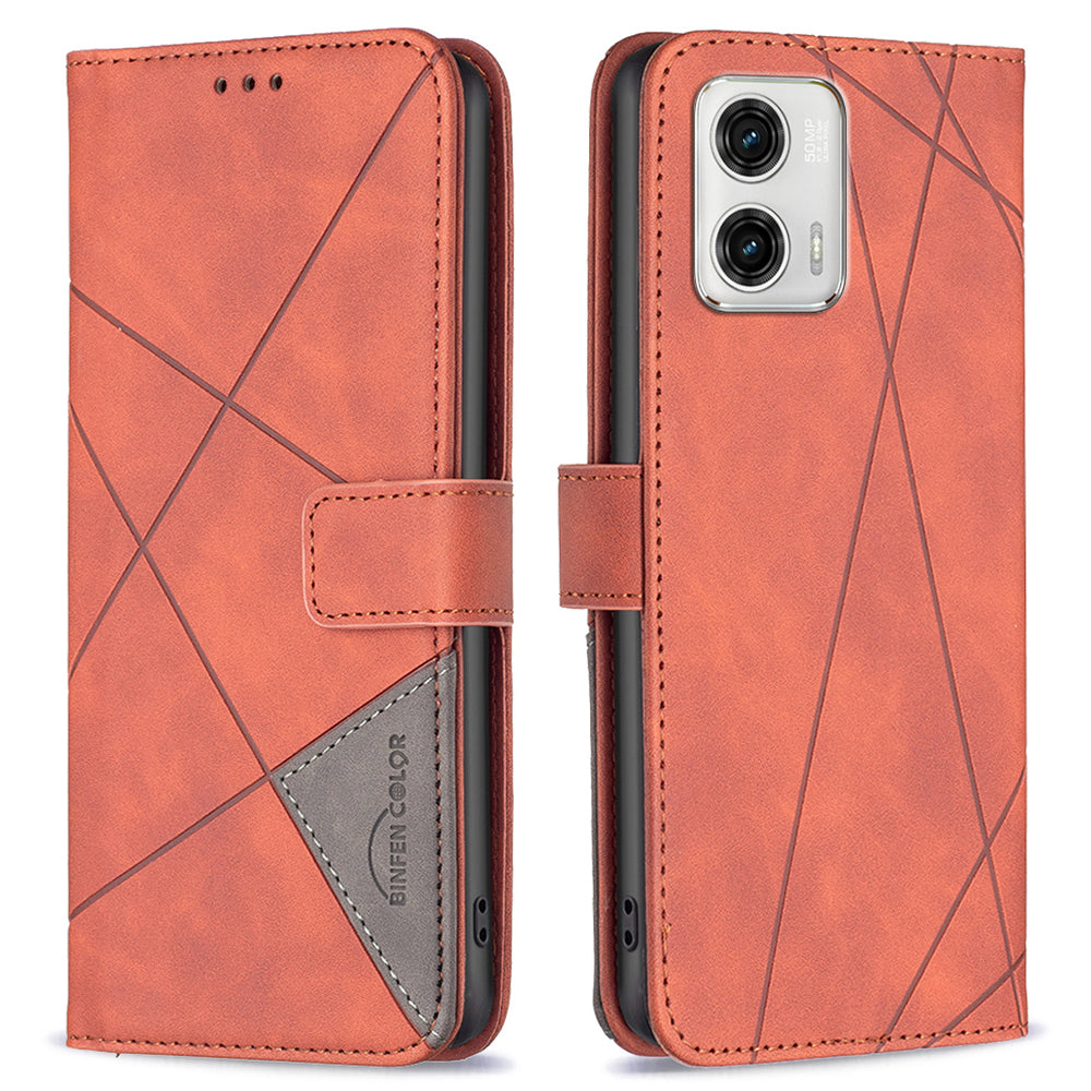 BINFEN COLOR Flip Leather Phone Case for Motorola Moto G73 5G BF Imprinted Pattern Series-2 Style 05 Anti-fall Phone Cover Wallet Stand