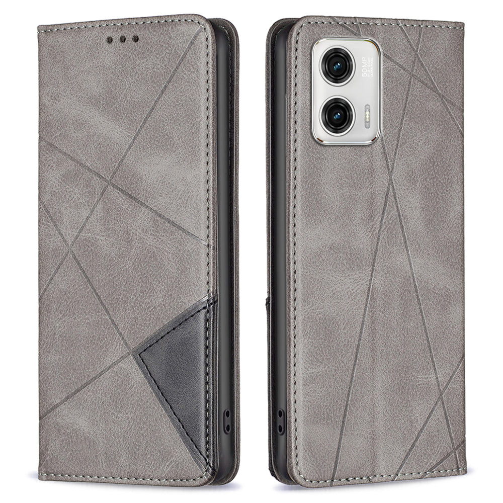 Nárazuvzdorné pouzdro na telefon pro Motorola Moto G73 5G BF se vzorem otisků řady 1 Magnetický kožený stojánek Flip Kryt telefonu Držák karty