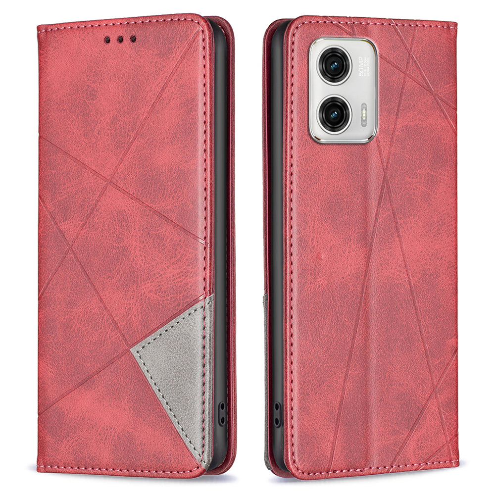 Nárazuvzdorné pouzdro na telefon pro Motorola Moto G73 5G BF se vzorem otisků řady 1 Magnetický kožený stojánek Flip Kryt telefonu Držák karty
