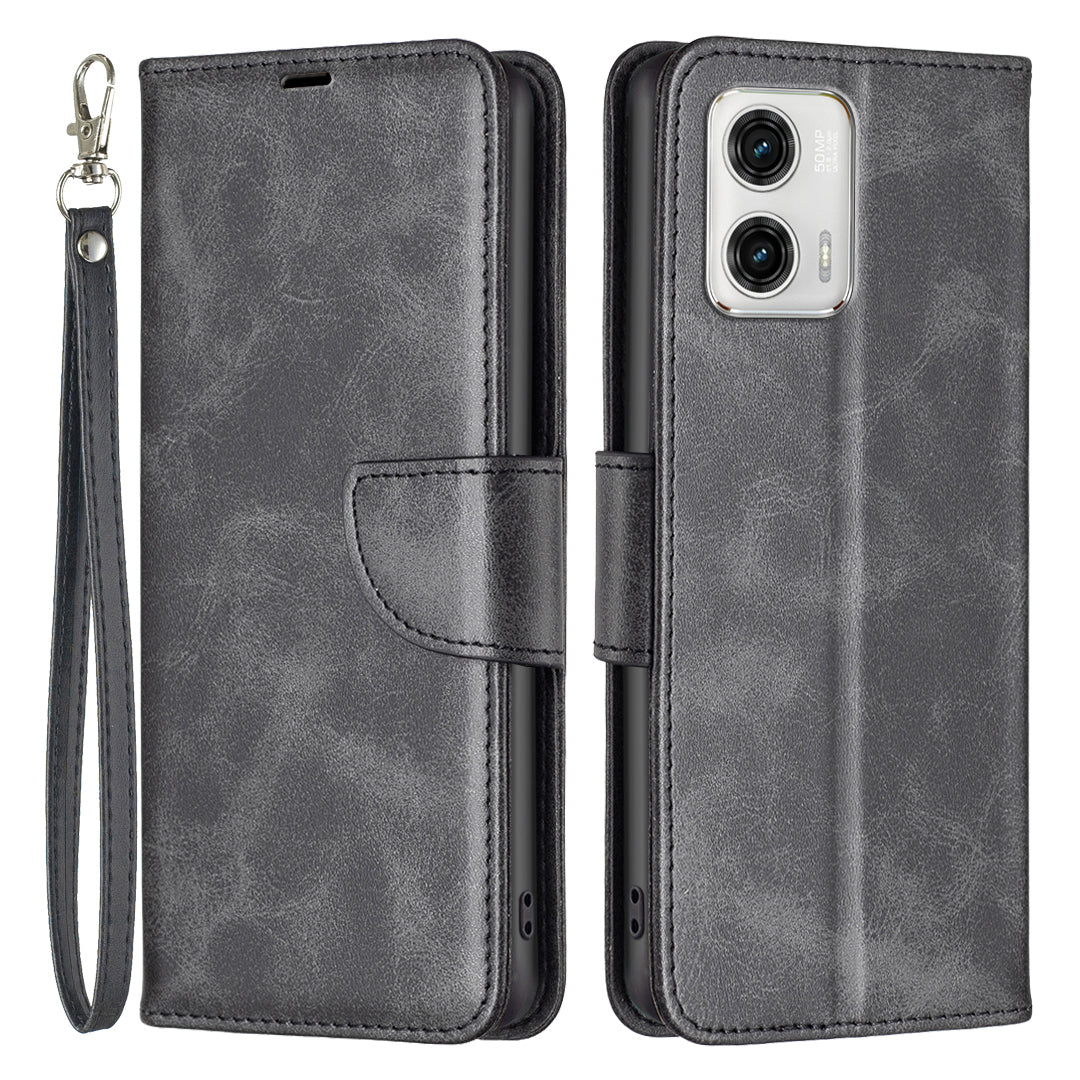 BF Leather Series-4 Anti-drop Phone Case for Motorola Moto G73 5G PU Leather Stand Flip Wallet Cover with Strap