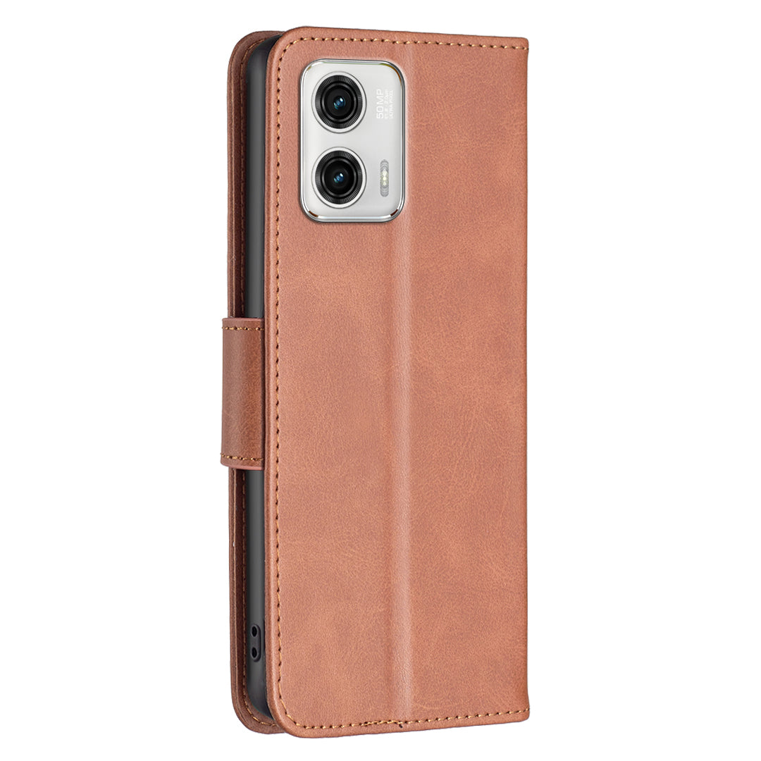 Kožené pouzdro BF Leather Series-4 proti pádu pro Motorola Moto G73 5G PU Kožený stojan Flip Peněženka s popruhem