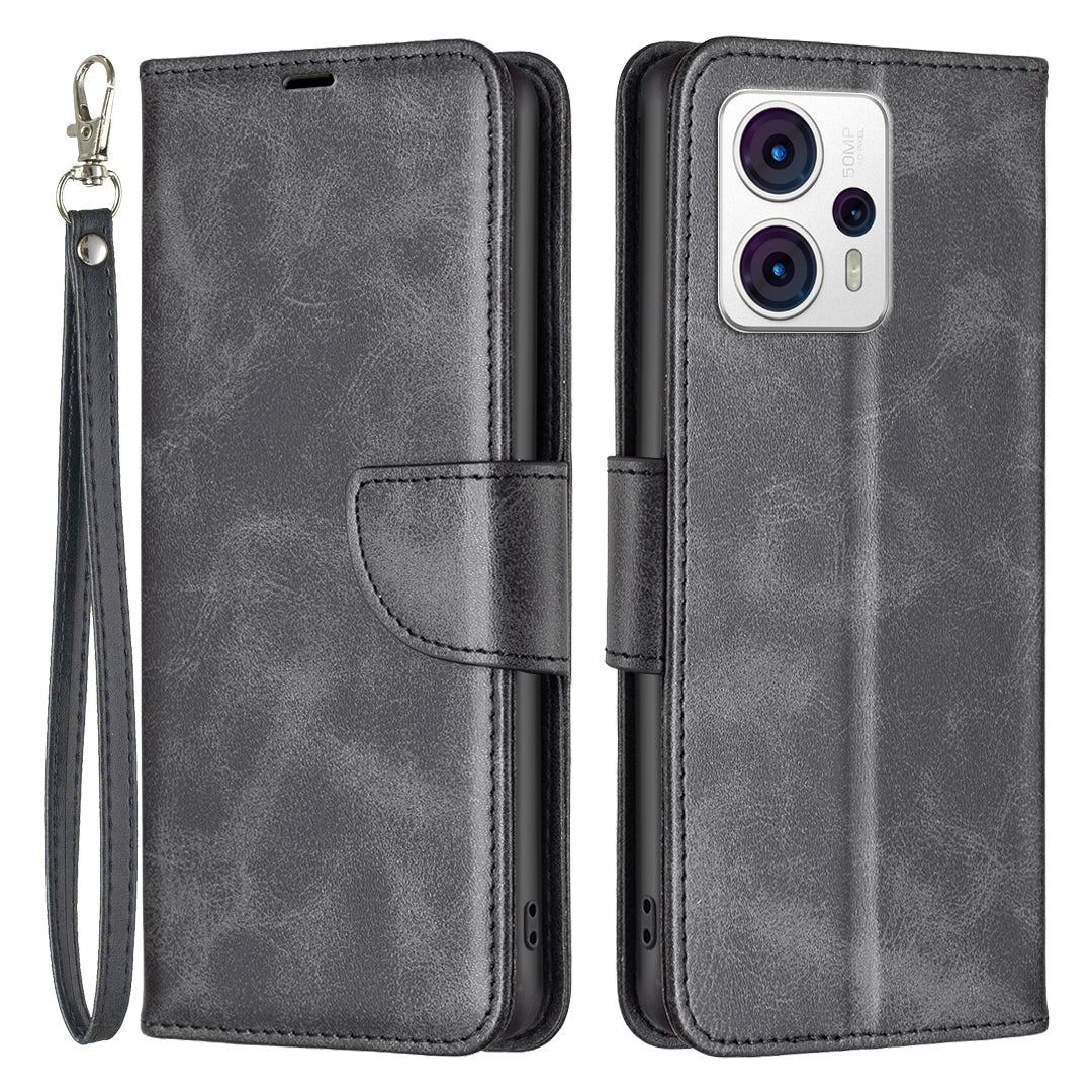 BF Leather Series-4 for Motorola Moto G13 4G G23 4G G53 5G Anti-scratch Phone Case PU Leather Stand Wallet Cell Phone Cover with Strap