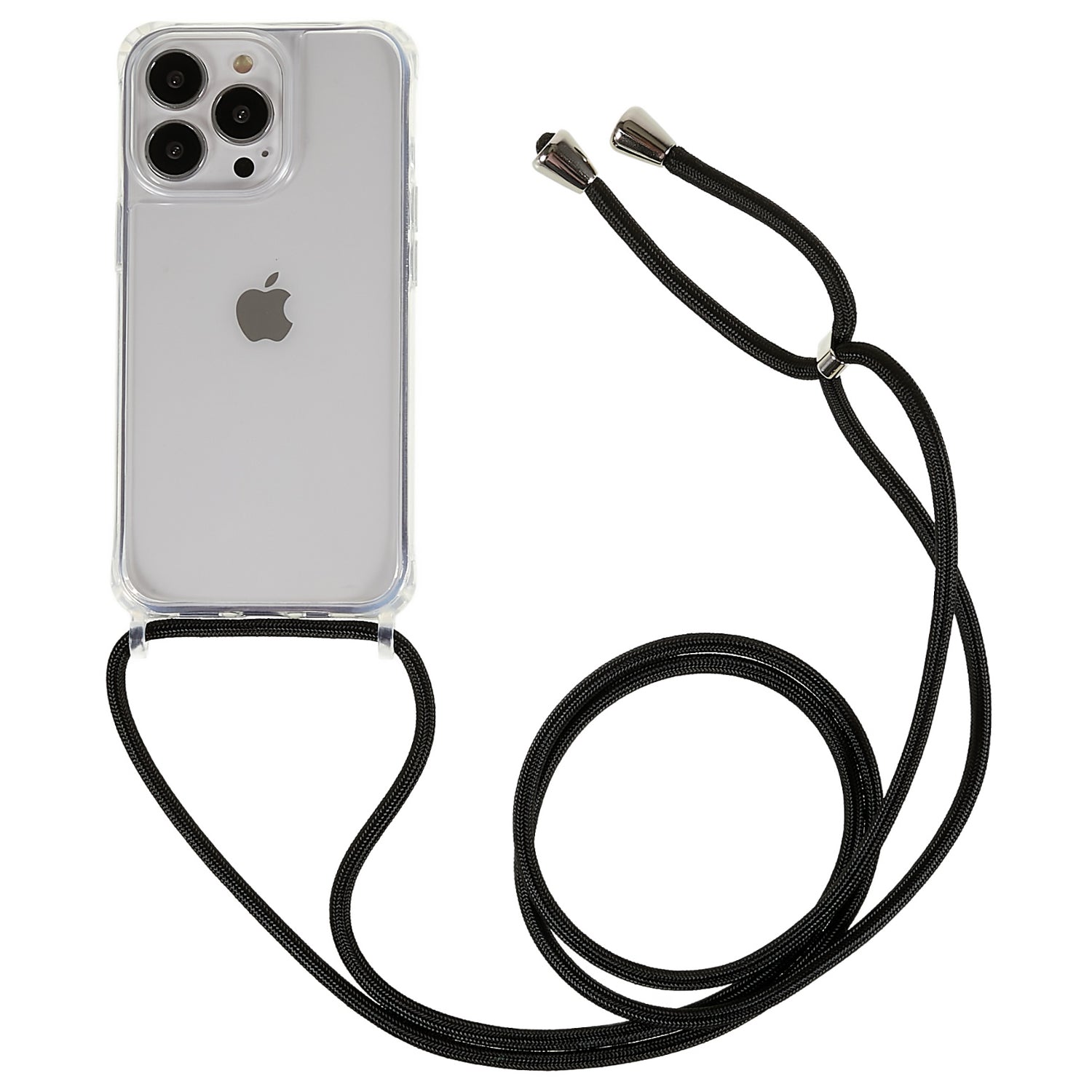 For iPhone 13 Pro Max 6.7 inch Clear Phone Case with Adjustable Lanyard Bump Proof TPU Acrylic Back Cover
