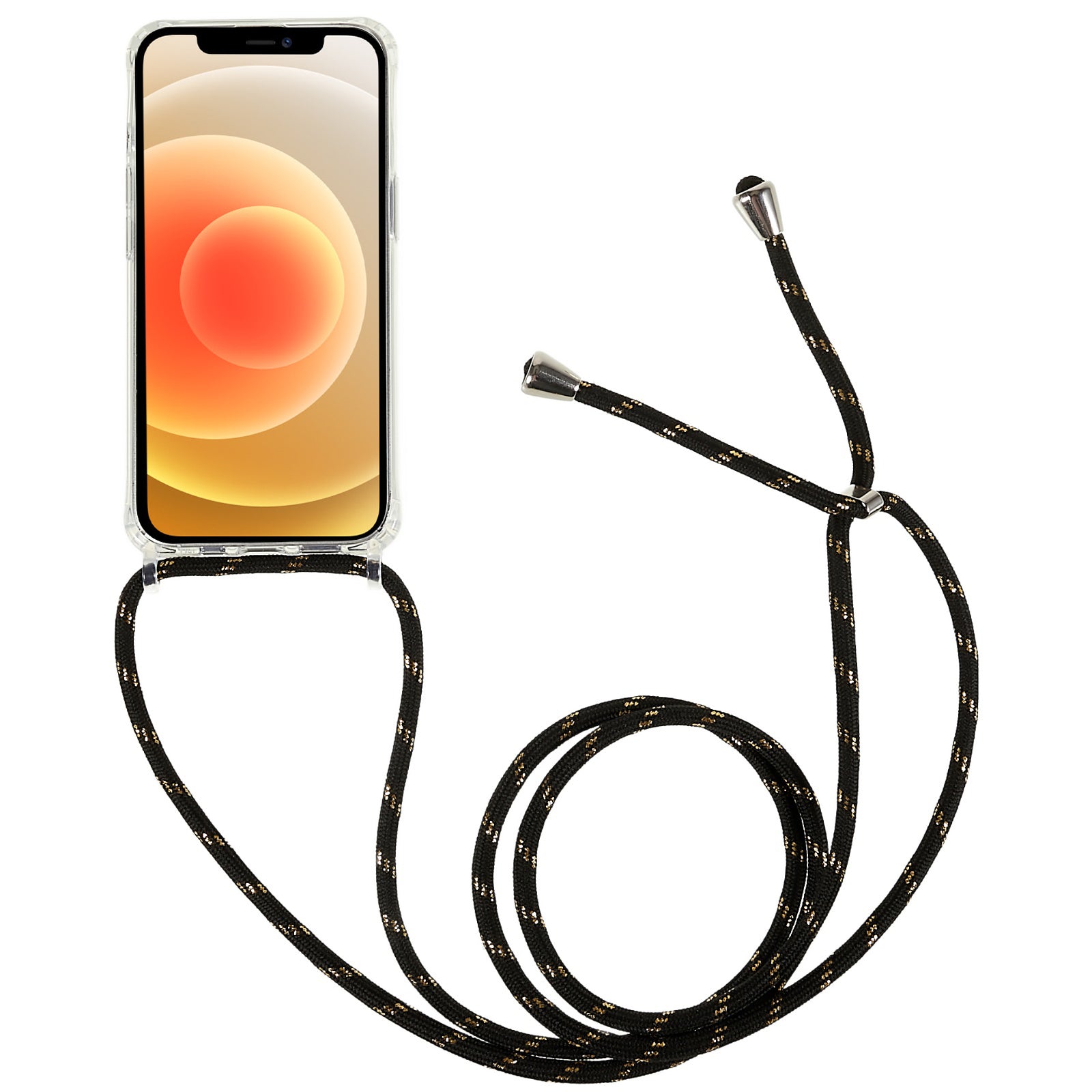 Back Case for iPhone 12 mini 13 mini 5.4 inch Clear TPU Acrylic Phone Cover with Adjustable Lanyard