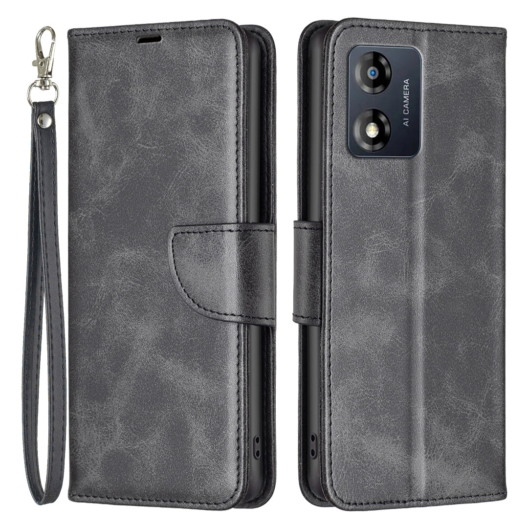 BF Leather Series-4 Cell Phone Cover for Motorola Moto E13 4G Stand Flip Leather Wallet Full Protection Phone Case with Strap