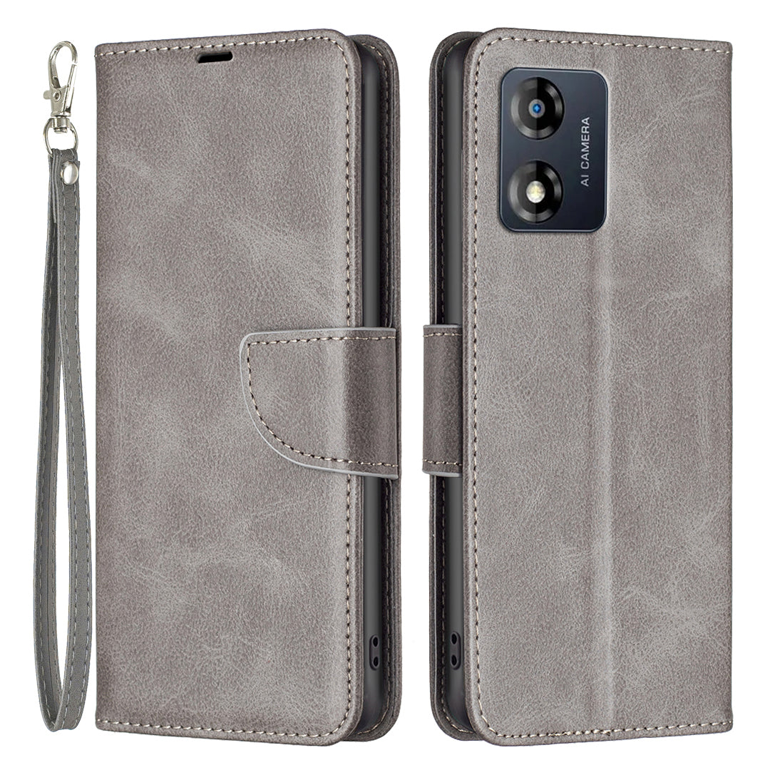 Kožený kryt na mobilní telefon BF Leather Series-4 pro Motorola Moto E13 4G Stand Flip Kožená peněženka Pouzdro na telefon s plnou ochranou a popruhem