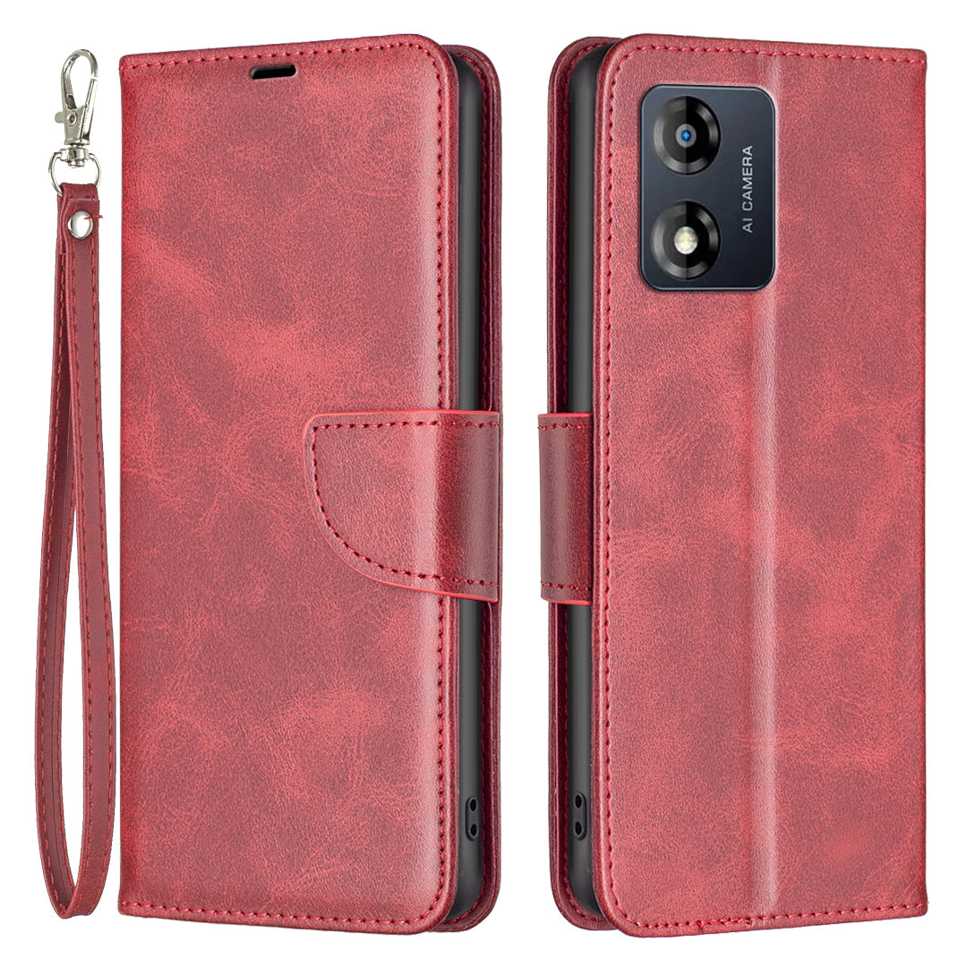 Kožený kryt na mobilní telefon BF Leather Series-4 pro Motorola Moto E13 4G Stand Flip Kožená peněženka Pouzdro na telefon s plnou ochranou a popruhem