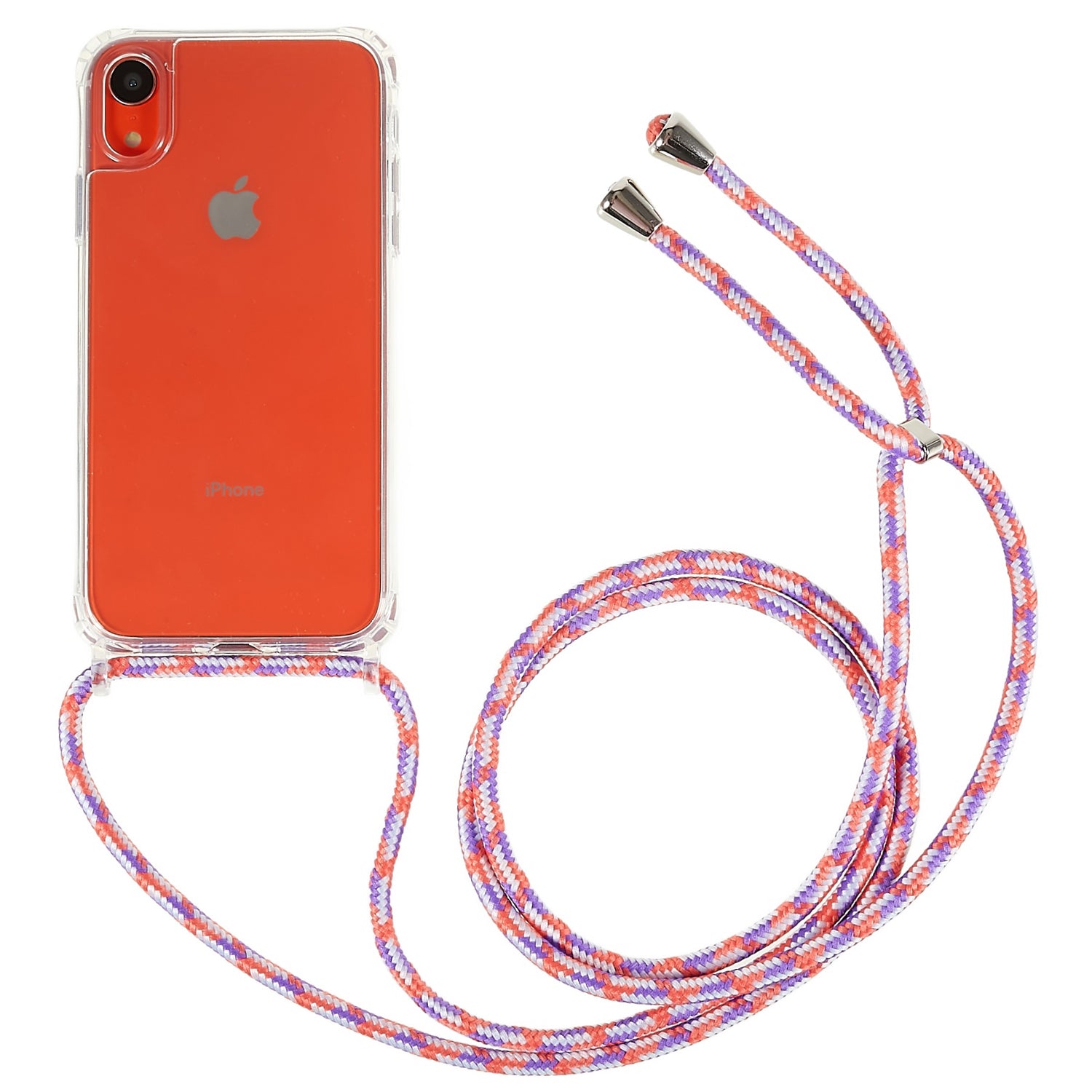Back Case for iPhone XR 6.1 inch, Drop Protection Clear TPU+Acrylic Phone Cover with Lanyard - Black / Gold