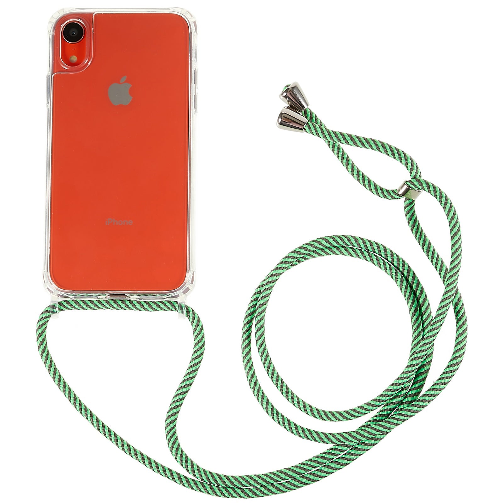 Back Case for iPhone XR 6.1 inch, Drop Protection Clear TPU+Acrylic Phone Cover with Lanyard - Black / Gold