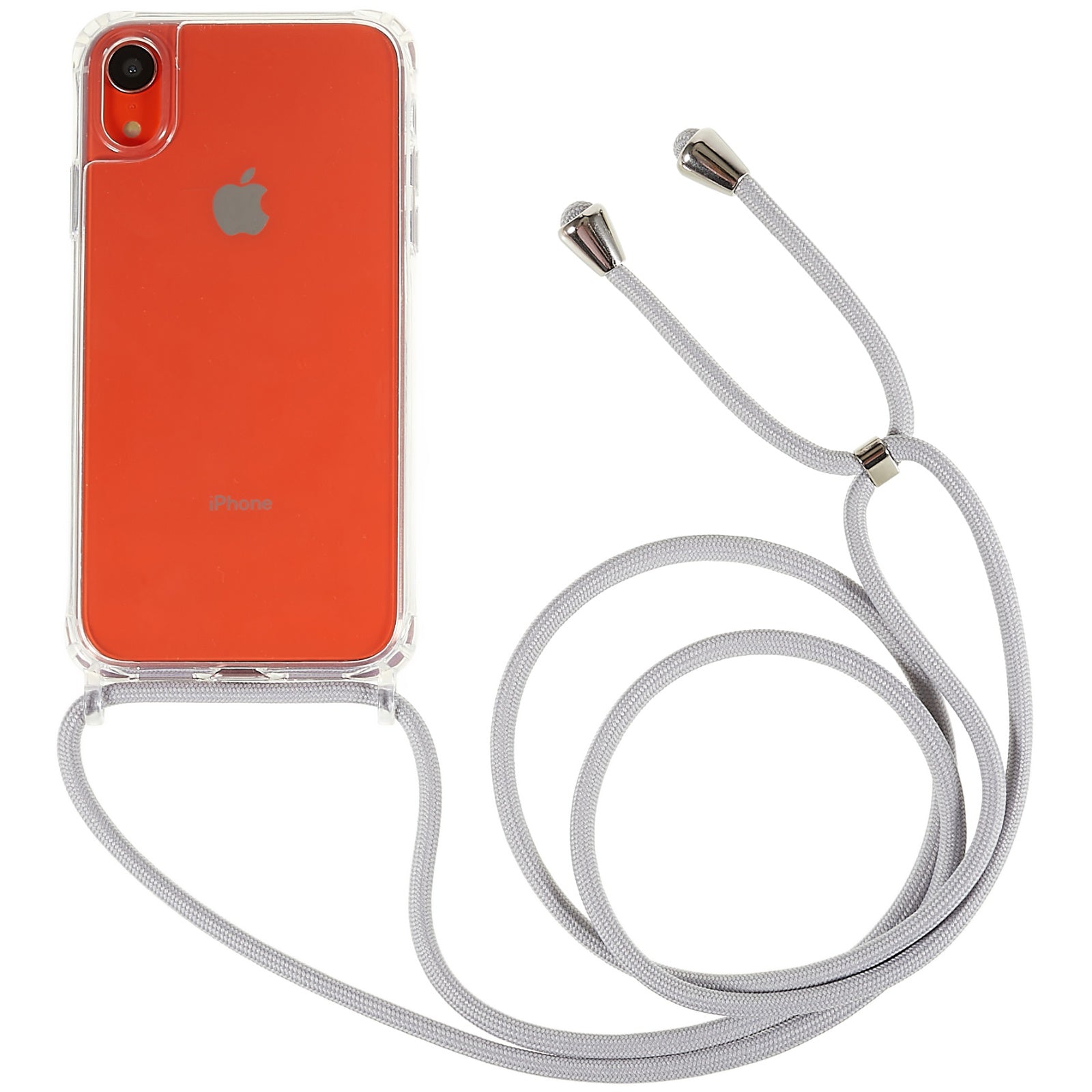 Back Case for iPhone XR 6.1 inch, Drop Protection Clear TPU+Acrylic Phone Cover with Lanyard - Black / Gold