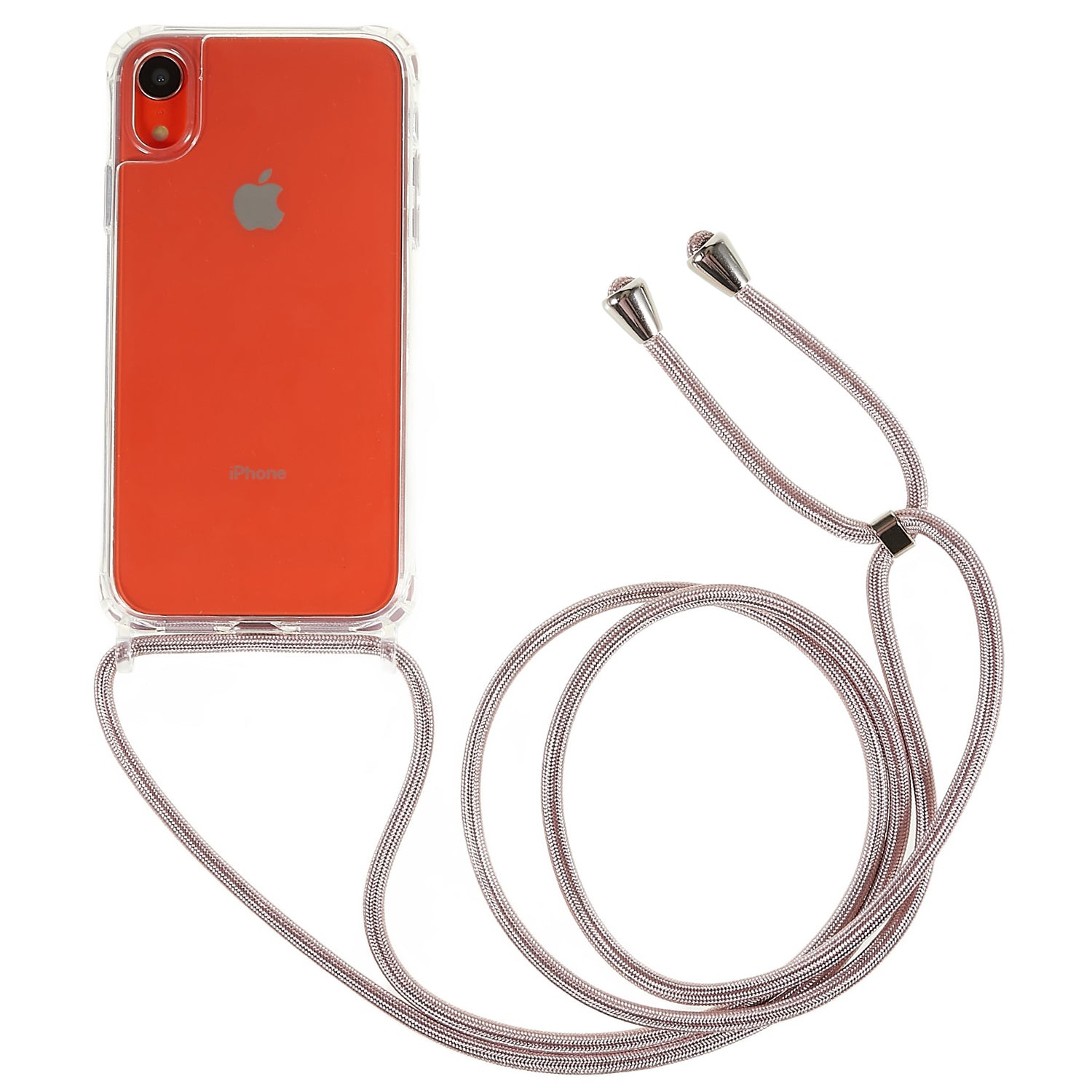 Back Case for iPhone XR 6.1 inch, Drop Protection Clear TPU+Acrylic Phone Cover with Lanyard - Black / Gold