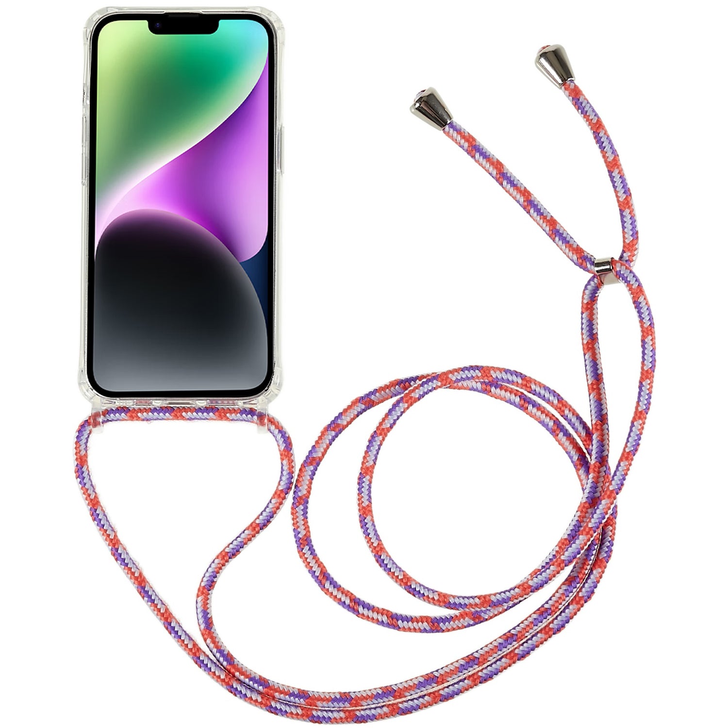 Clear Back Case for iPhone 13 14 TPU Acrylic Shock-absorbing Phone Cover with Lanyard