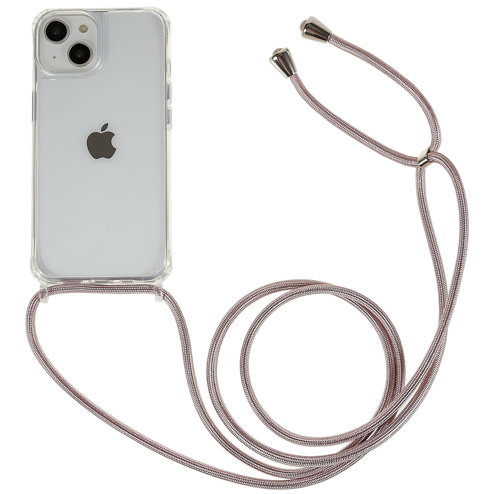 Clear Back Case for iPhone 13 14 TPU Acrylic Shock-absorbing Phone Cover with Lanyard