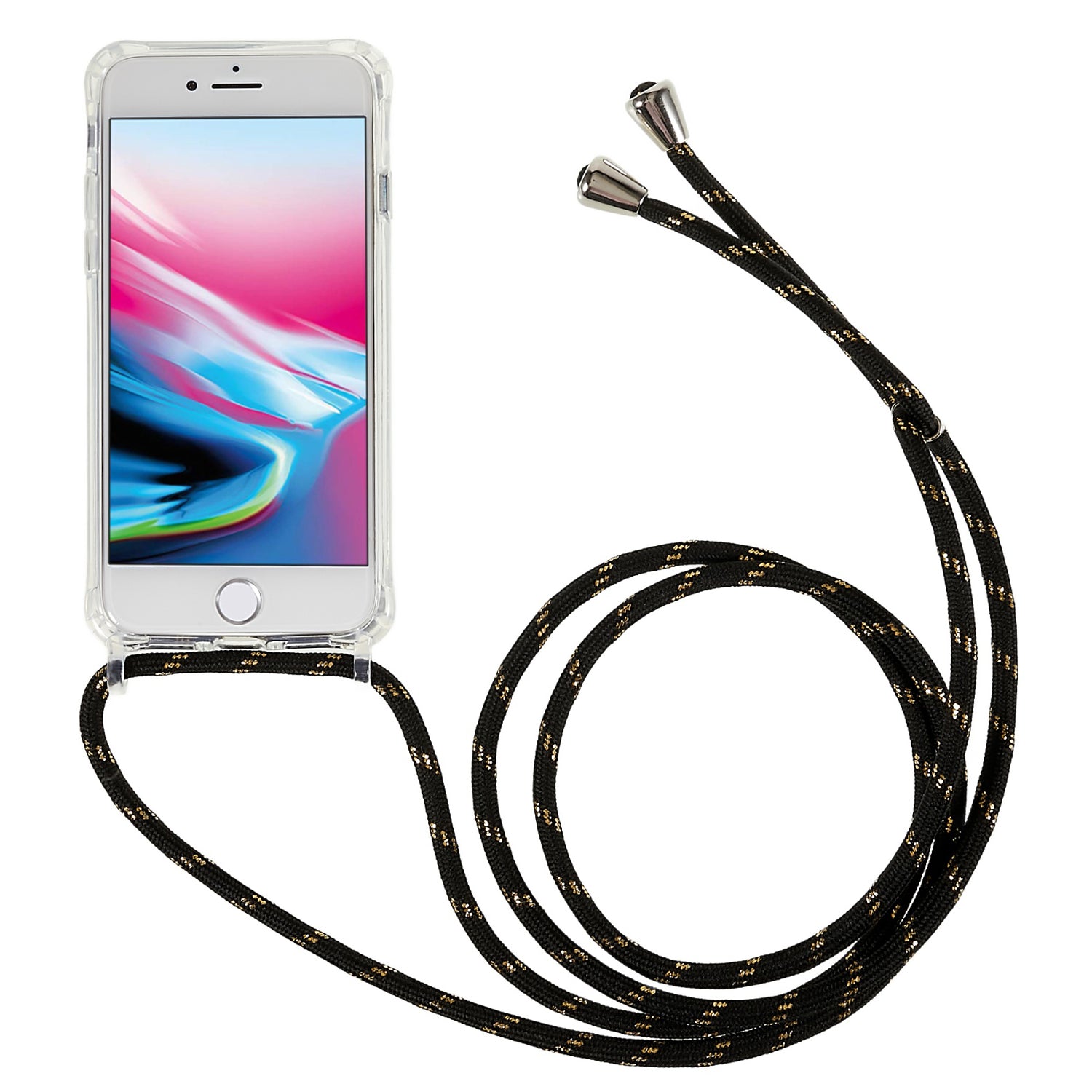 Back Case for iPhone 7 8 SE (2020) SE (2022) Fall Protection Clear TPU Acrylic Phone Cover with Lanyard