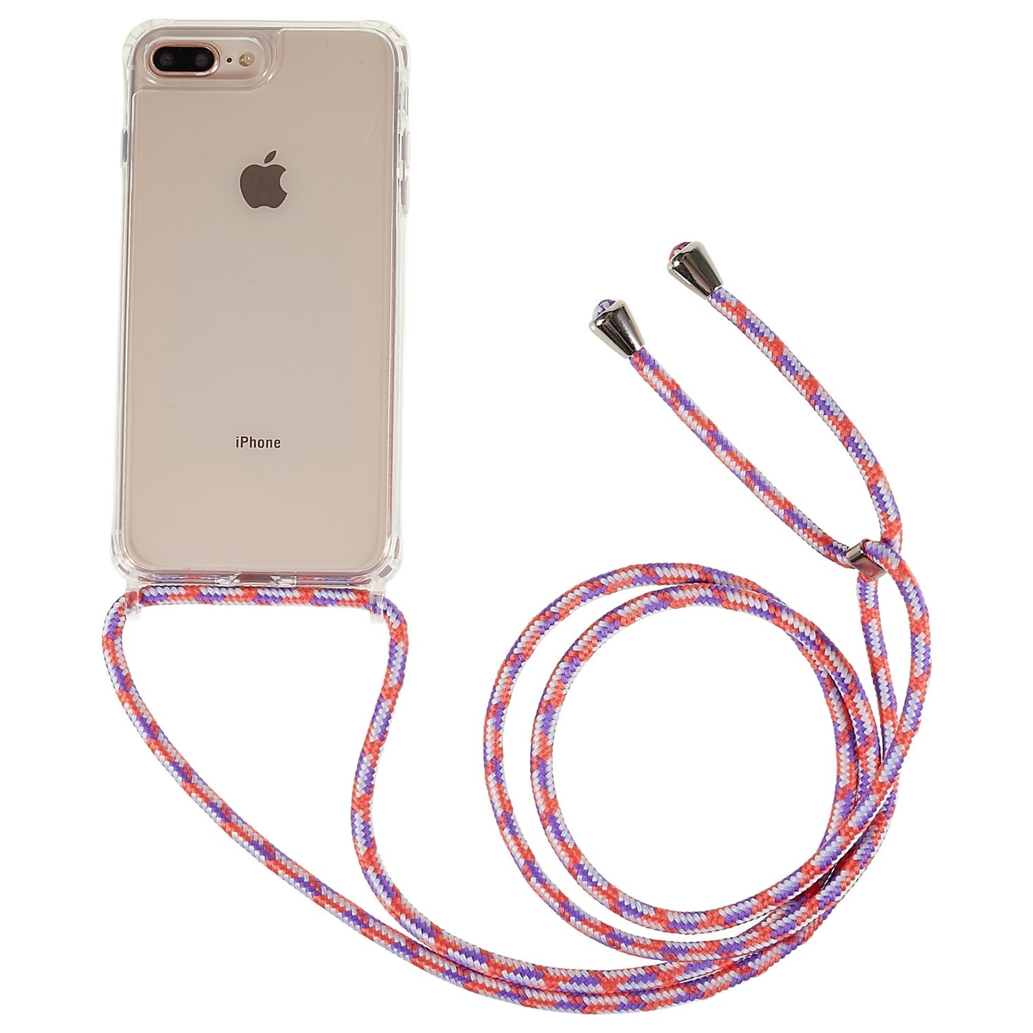 Back Case for iPhone 7 Plus / 8 Plus 5.5 inch, Clear Bump Proof TPU+Acrylic Phone Cover with Lanyard - White