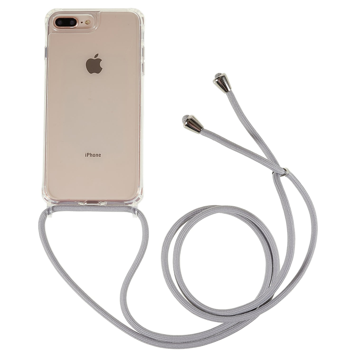 Back Case for iPhone 7 Plus / 8 Plus 5.5 inch, Clear Bump Proof TPU+Acrylic Phone Cover with Lanyard - White