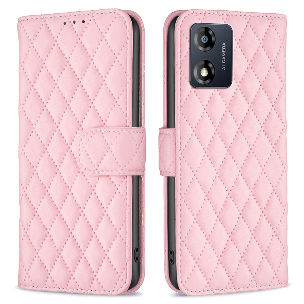 BINFEN COLOR pro Motorola Moto E13 4G Anti-shock kožené pouzdro na telefon stojánek na peněženku BF Style-14 Kryt na telefon proti poškrábání