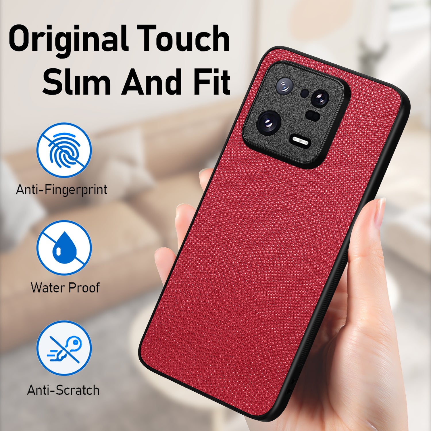 For Xiaomi 13 Pro 5G PU Leather Coated PC TPU Slim Phone Case Precise Cutout Cell Phone Cover