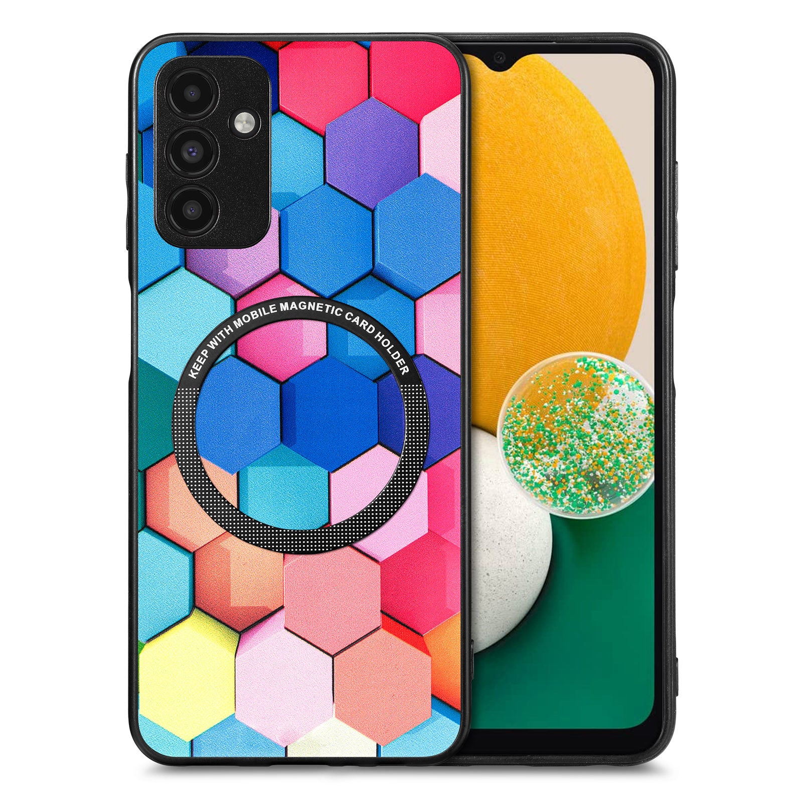 For Samsung Galaxy A13 5G Pattern Printing Phone Case PC TPU PU Leather Coated Back Cover with Metal Ring